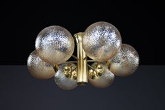Patinated Brass Sputnik Chandelier with Six Gold-Colored Globes, Germany 1960s