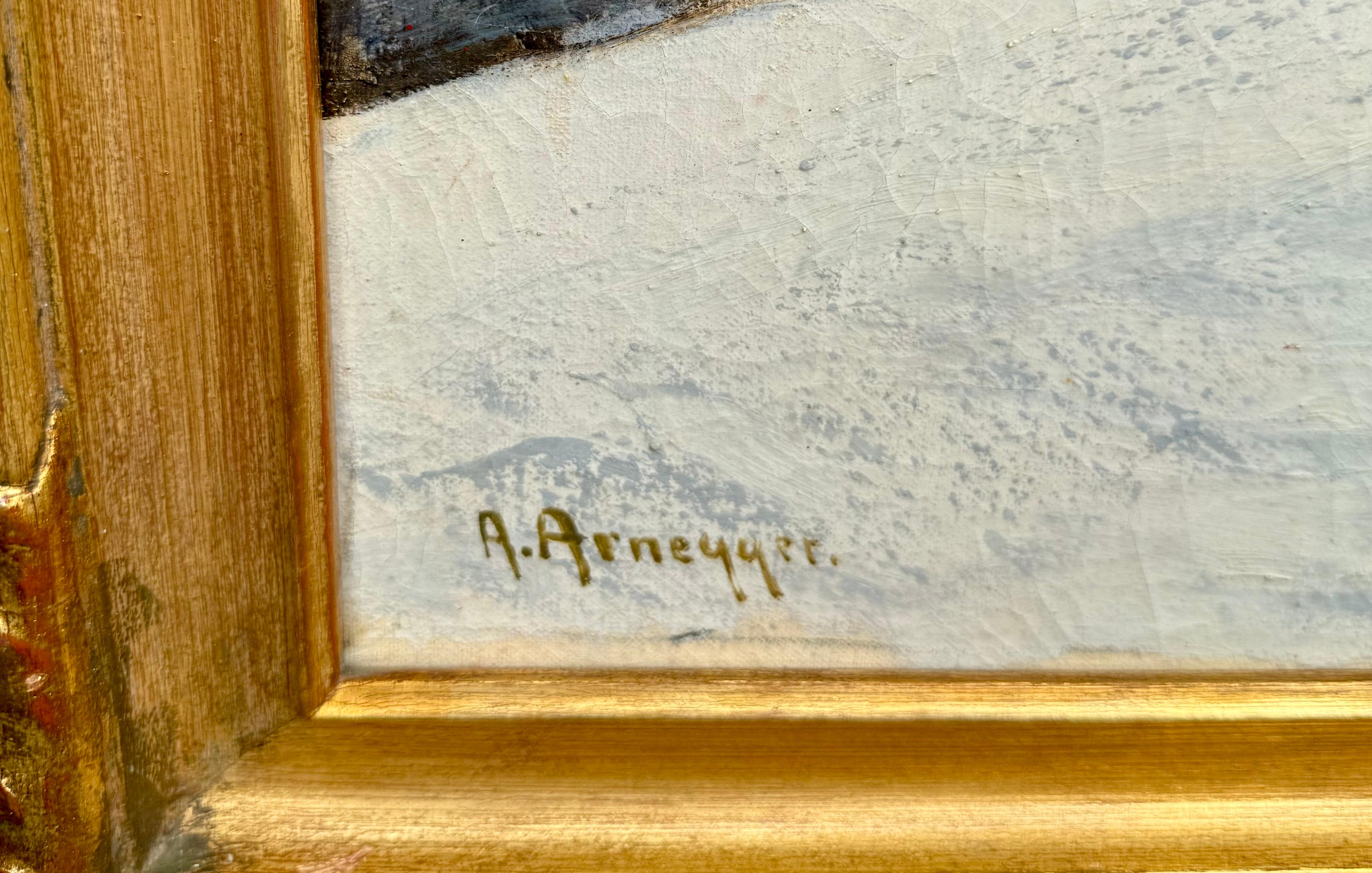 „Kaisergebirge“ Österreichische Alpen, Gemälde in Twilight von Alois Arnegger im Zustand „Gut“ im Angebot in Wiscasset, ME