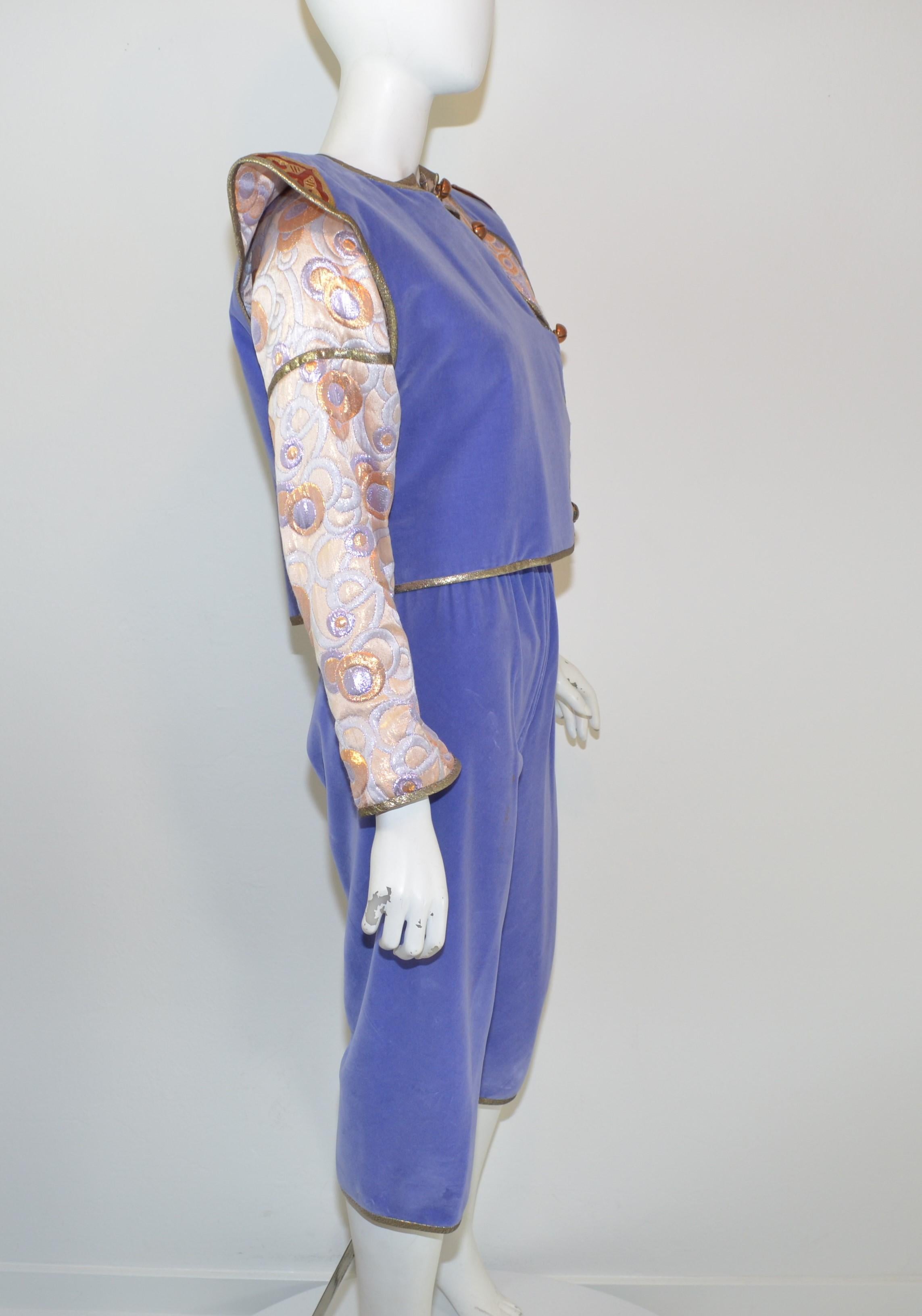 Purple Kaisik Wong 4 Piece Obiko Art to Wear Gaucho Pants Ensemble For Sale