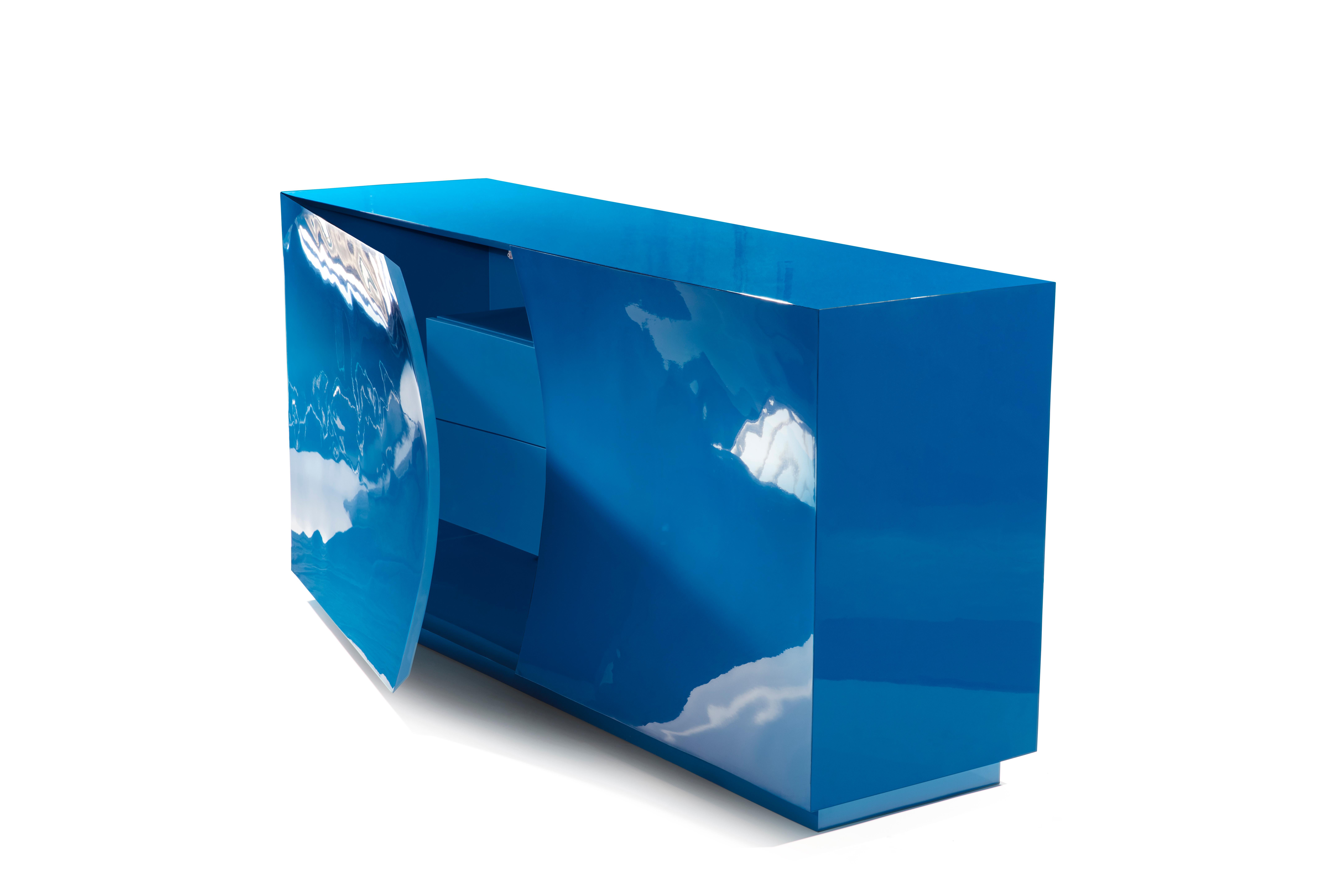 Modern Kaizen Storage Sideboard Cabinet with Metal by Artefatto Design Studio For Sale