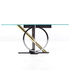 Kaizo Oto for Design Institute America Postmodern Steel and Brass Console Table