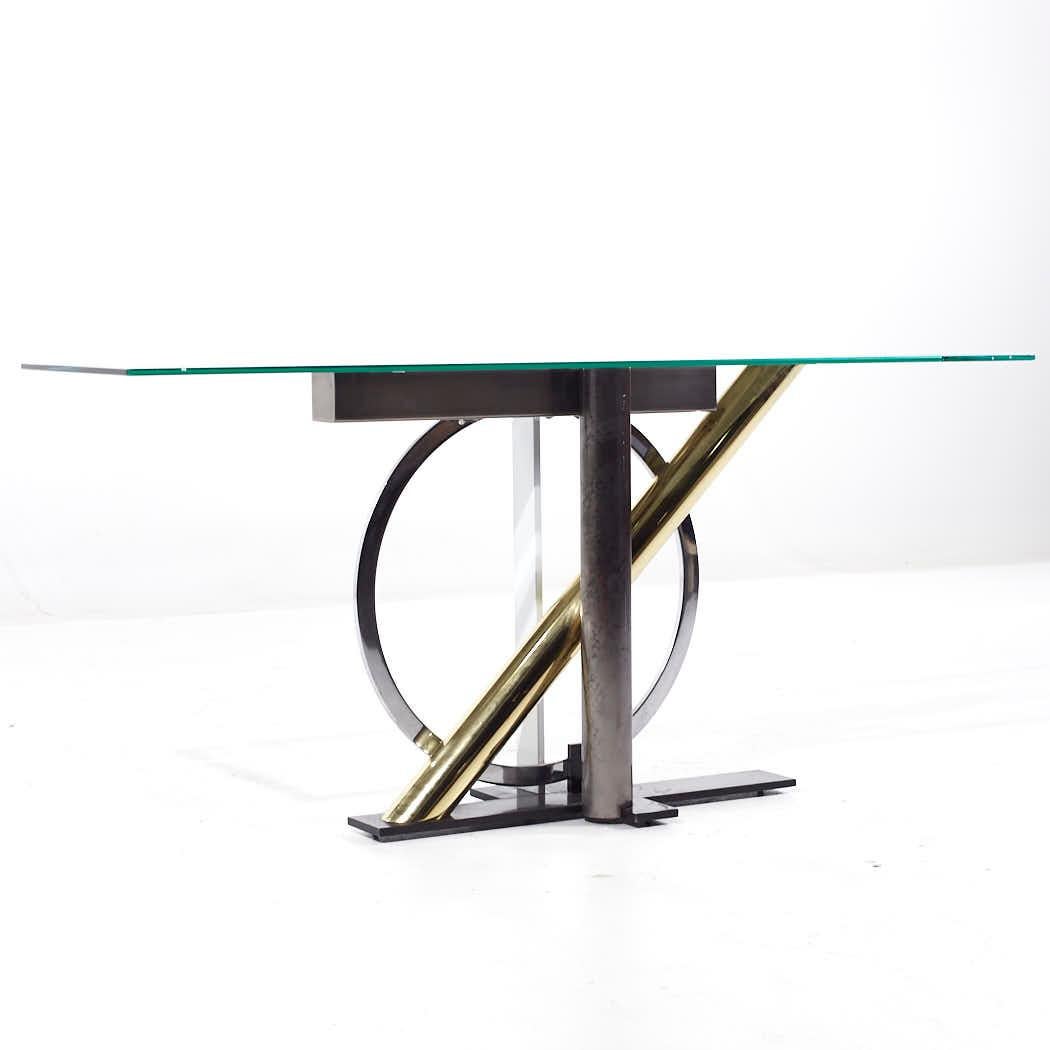 American Kaizo Oto for Design Institute America Postmodern Steel and Brass Console Table For Sale