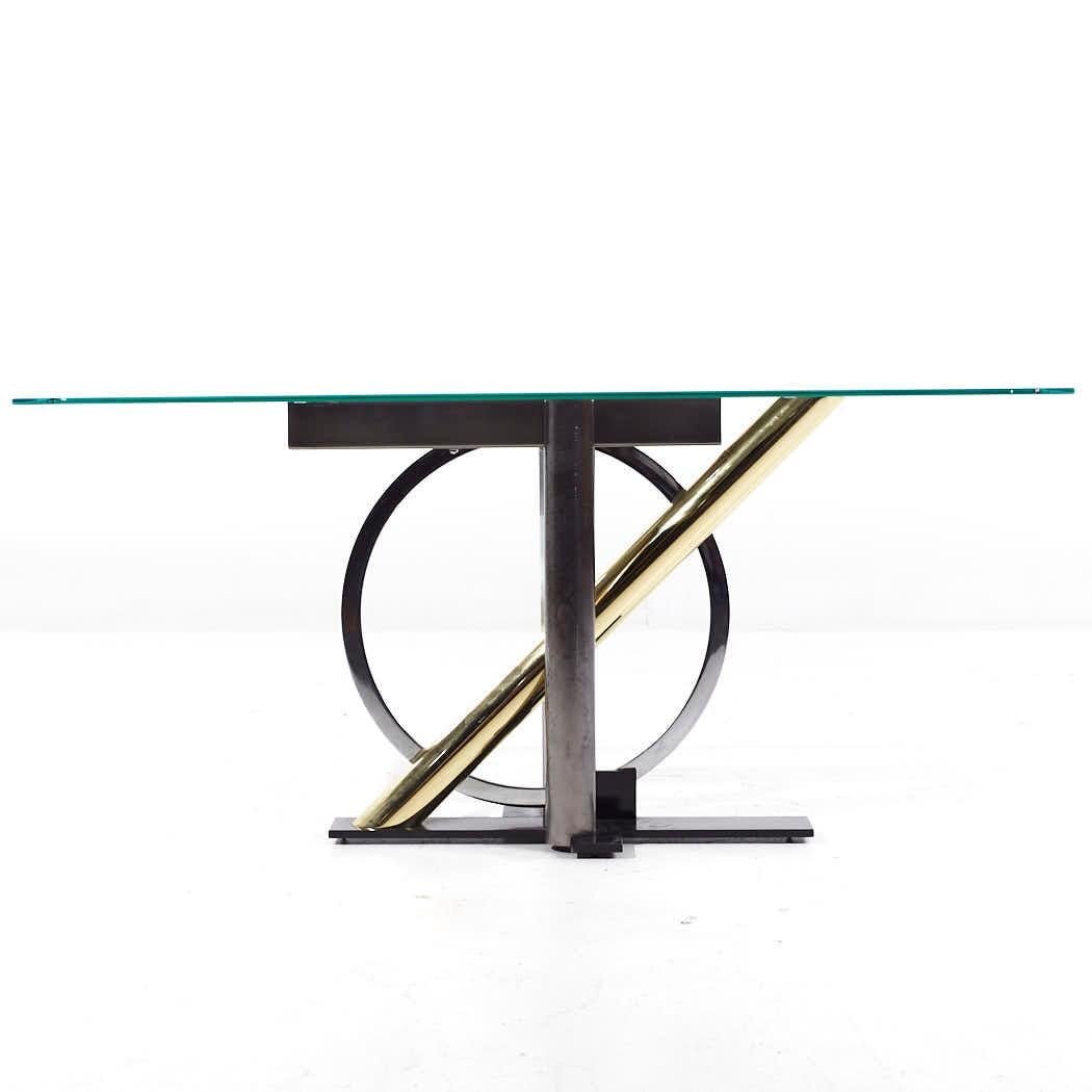 Kaizo Oto for Design Institute America Postmodern Steel and Brass Console Table In Good Condition For Sale In Countryside, IL