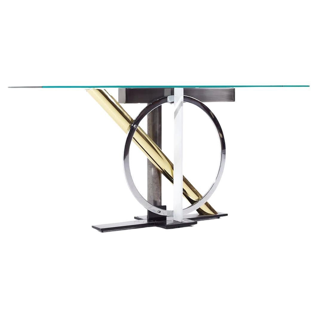Kaizo Oto for Design Institute America Postmodern Steel and Brass Console Table For Sale