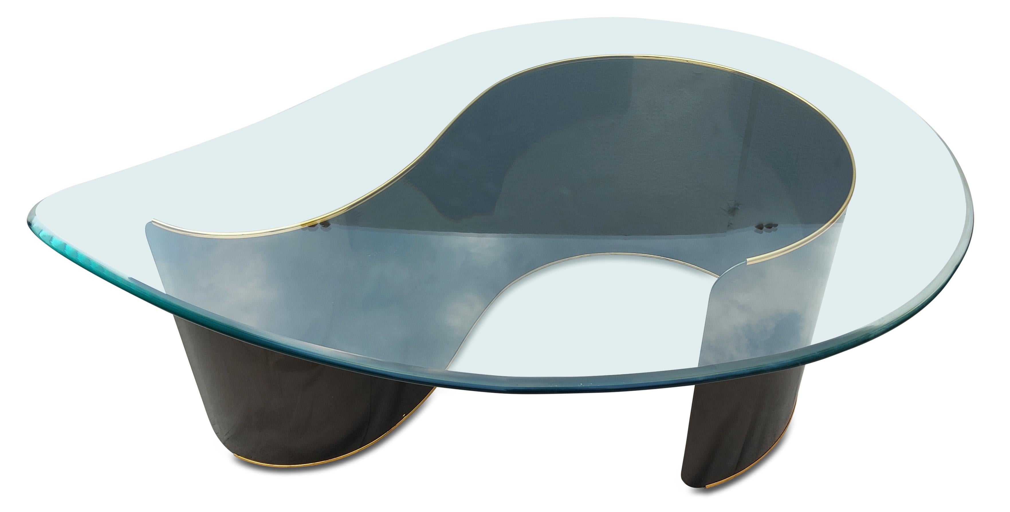 Italian Kaizo Oto for DIA Bronze Powdercoated Curved Steel Teardrop Glass Post-Modern For Sale