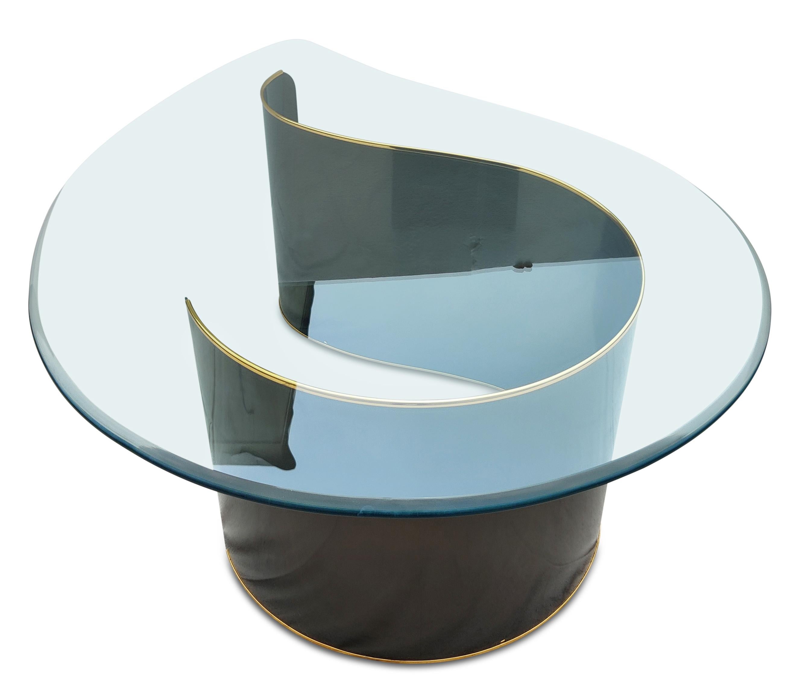 italien Kaizo Oto pour DIA Bronze Powdercoated Curved Steel Teardrop Glass Post-Modern en vente