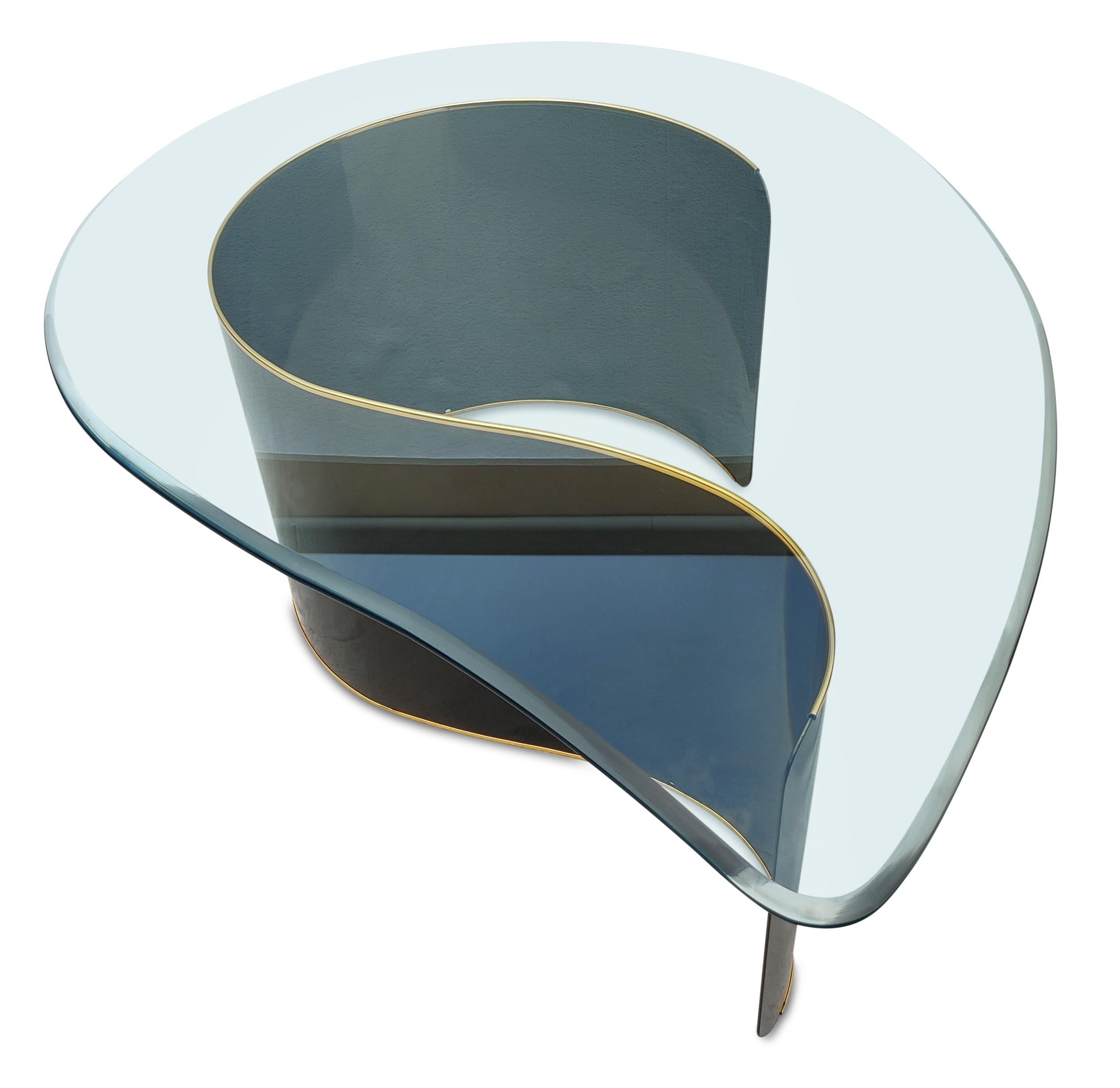 Biseauté Kaizo Oto pour DIA Bronze Powdercoated Curved Steel Teardrop Glass Post-Modern en vente