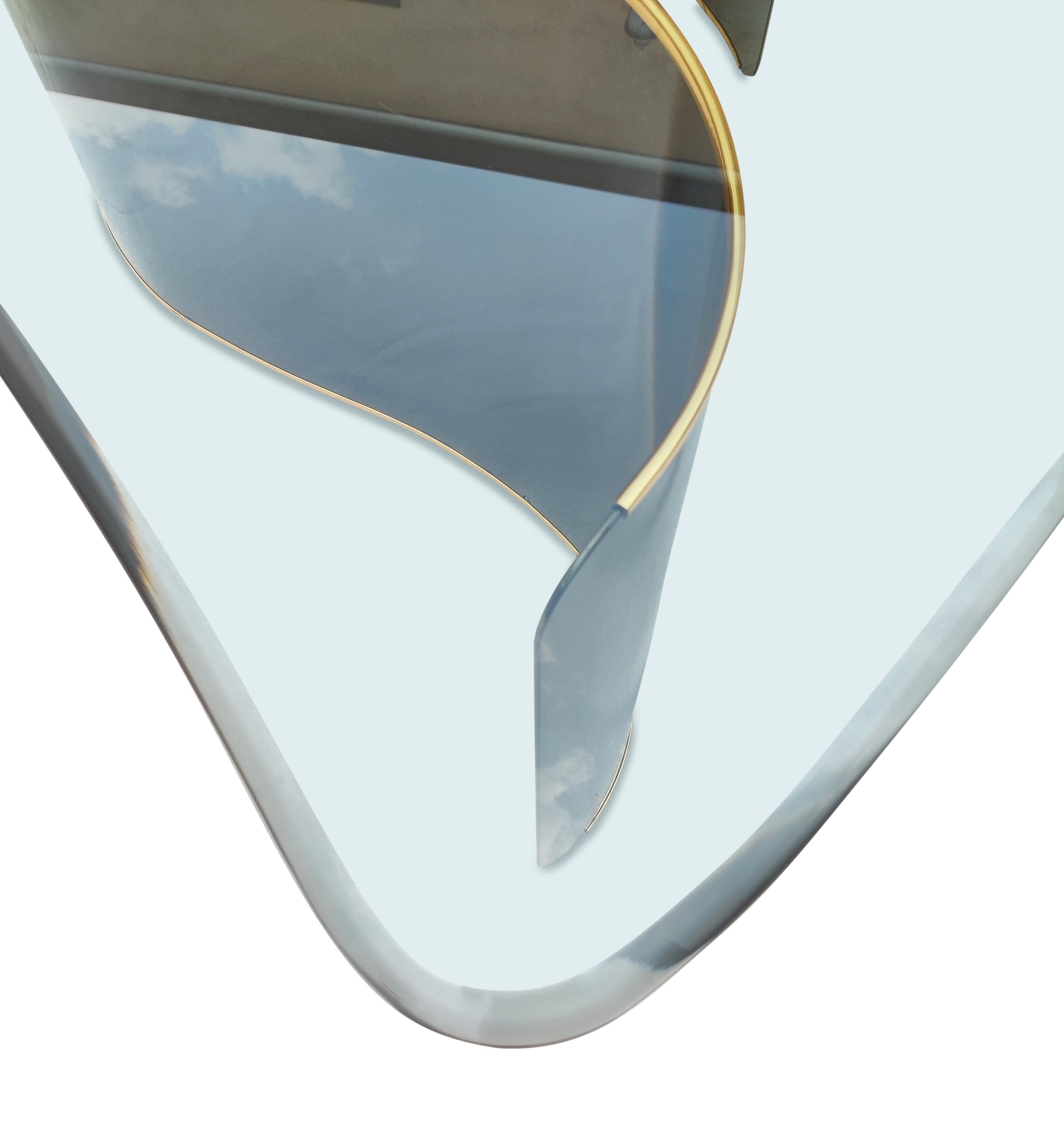 Acier Kaizo Oto pour DIA Bronze Powdercoated Curved Steel Teardrop Glass Post-Modern en vente