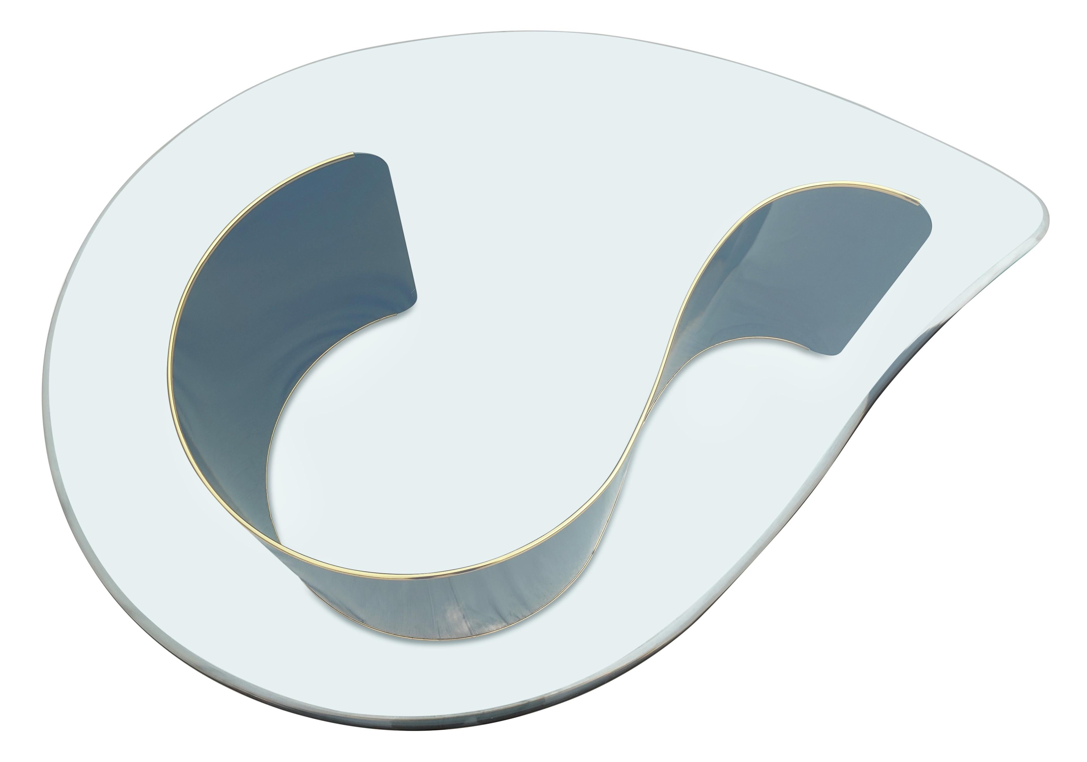 Kaizo Oto pour DIA Bronze Powdercoated Curved Steel Teardrop Glass Post-Modern en vente 1