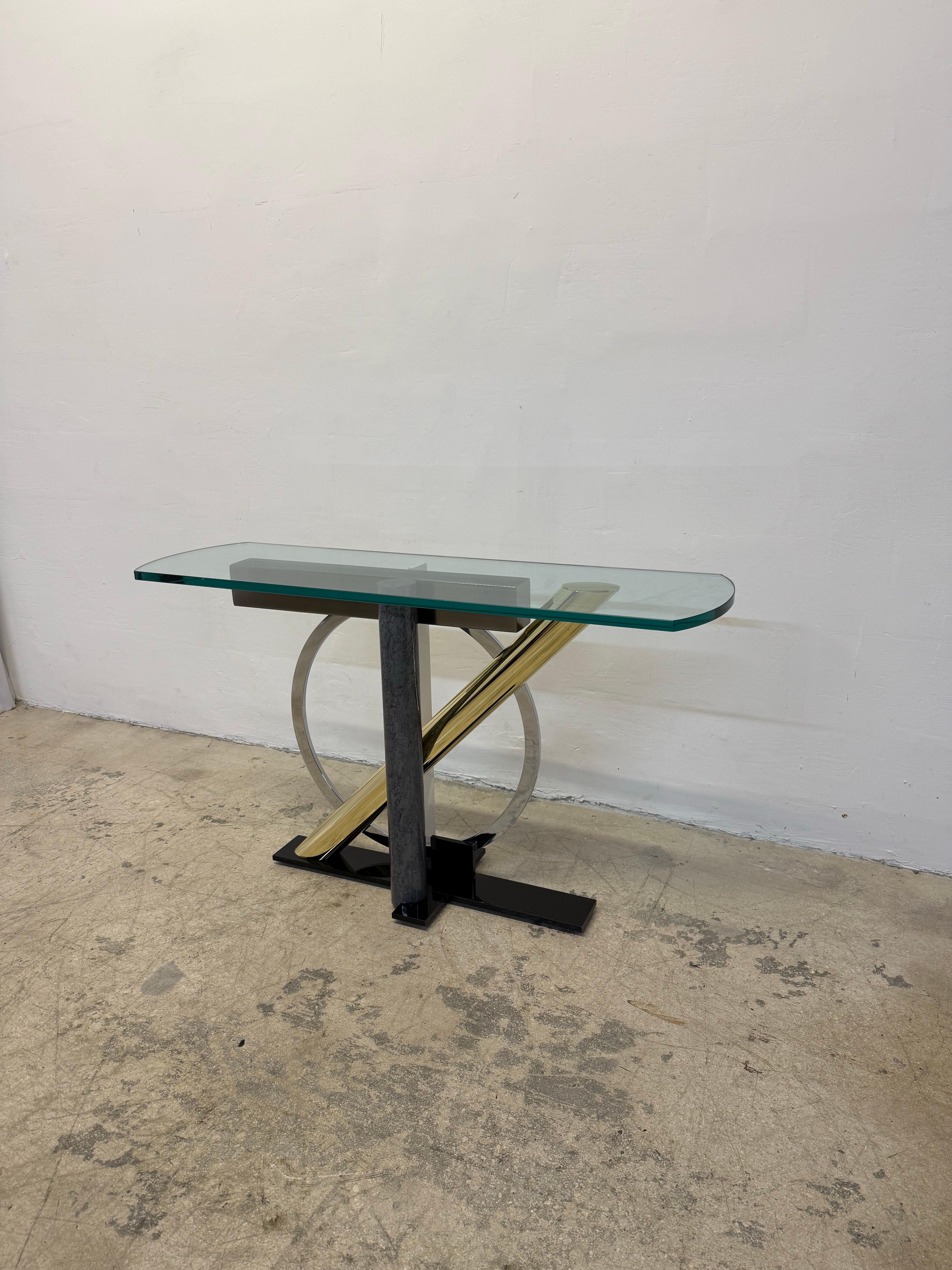 Kaizo Oto for Dia Postmodern Memphis Style Console Table In Good Condition For Sale In Miami, FL
