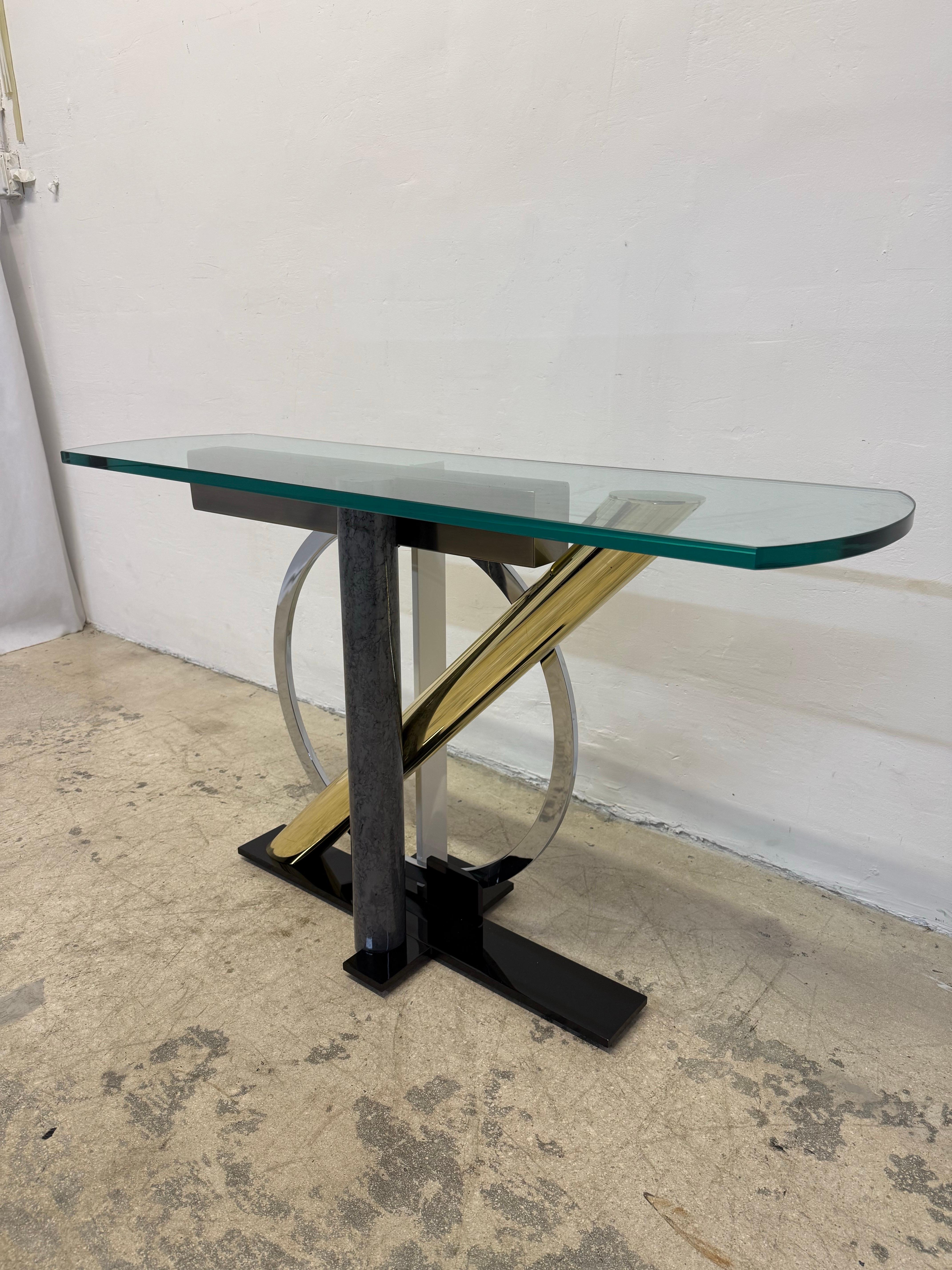 Steel Kaizo Oto for Dia Postmodern Memphis Style Console Table For Sale