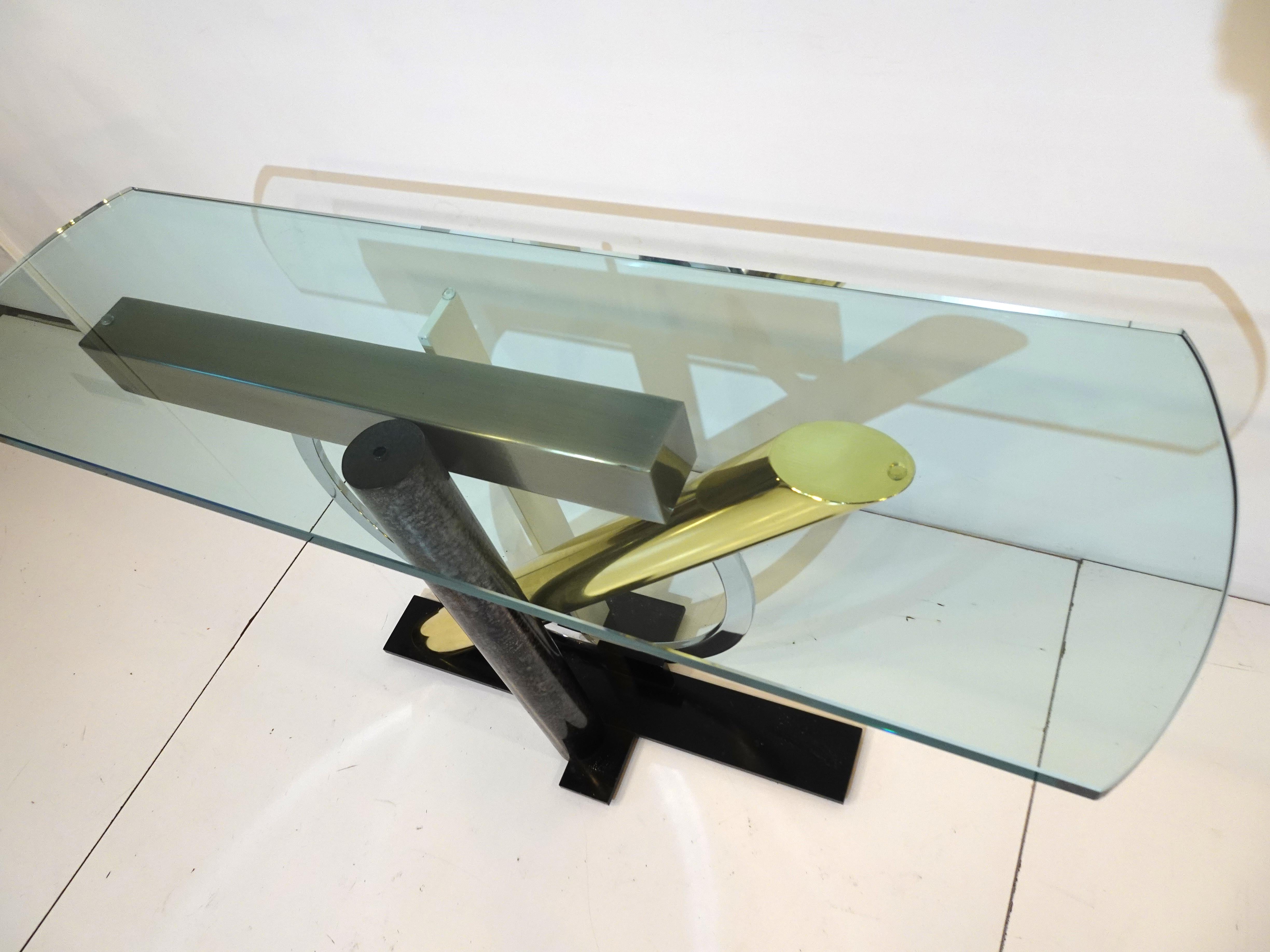 Kaizo Oto Mixed Metal / Glass Console Table for DIA For Sale 5