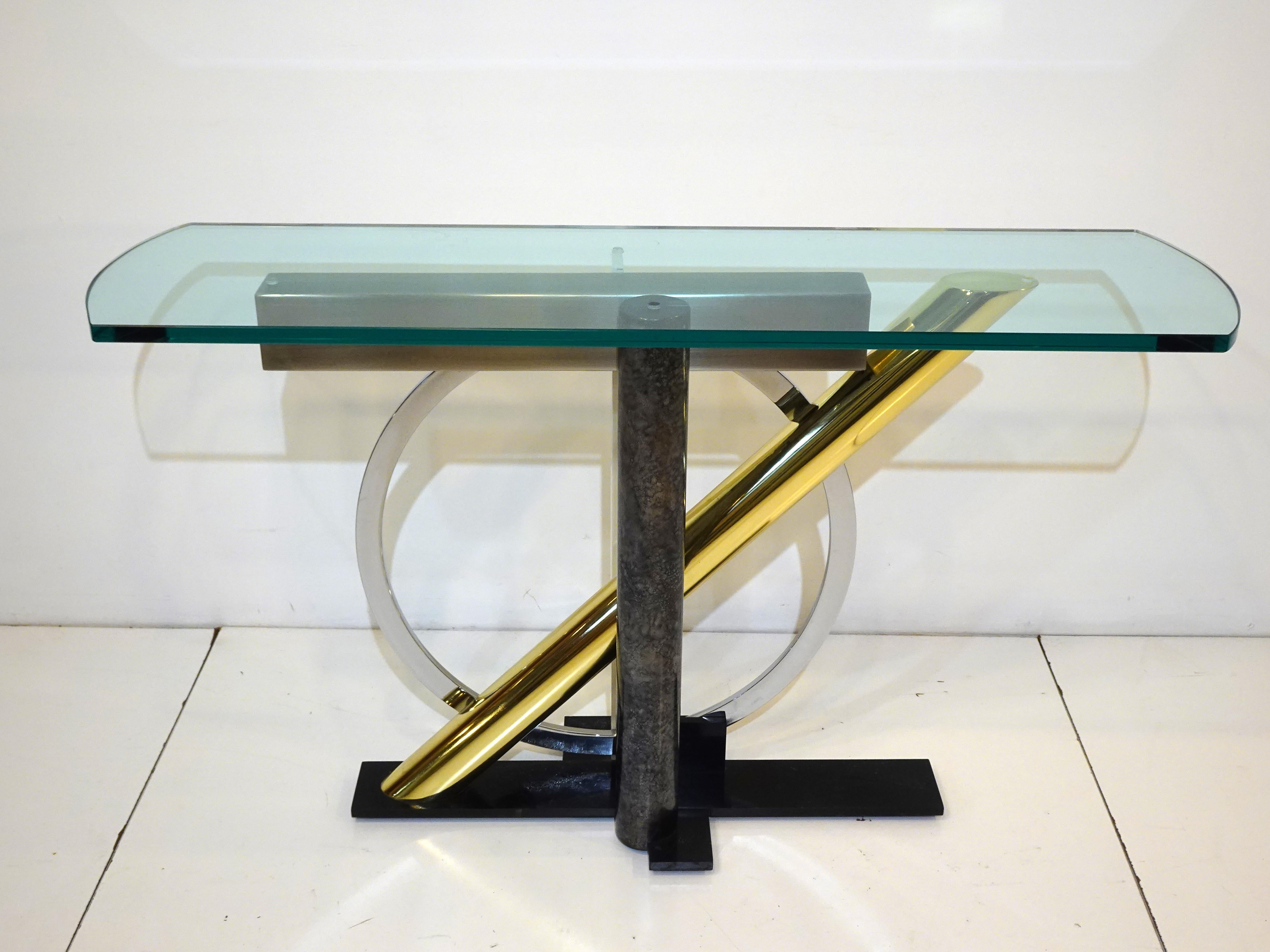 Kaizo Oto Mixed Metal / Glass Console Table for DIA For Sale 7