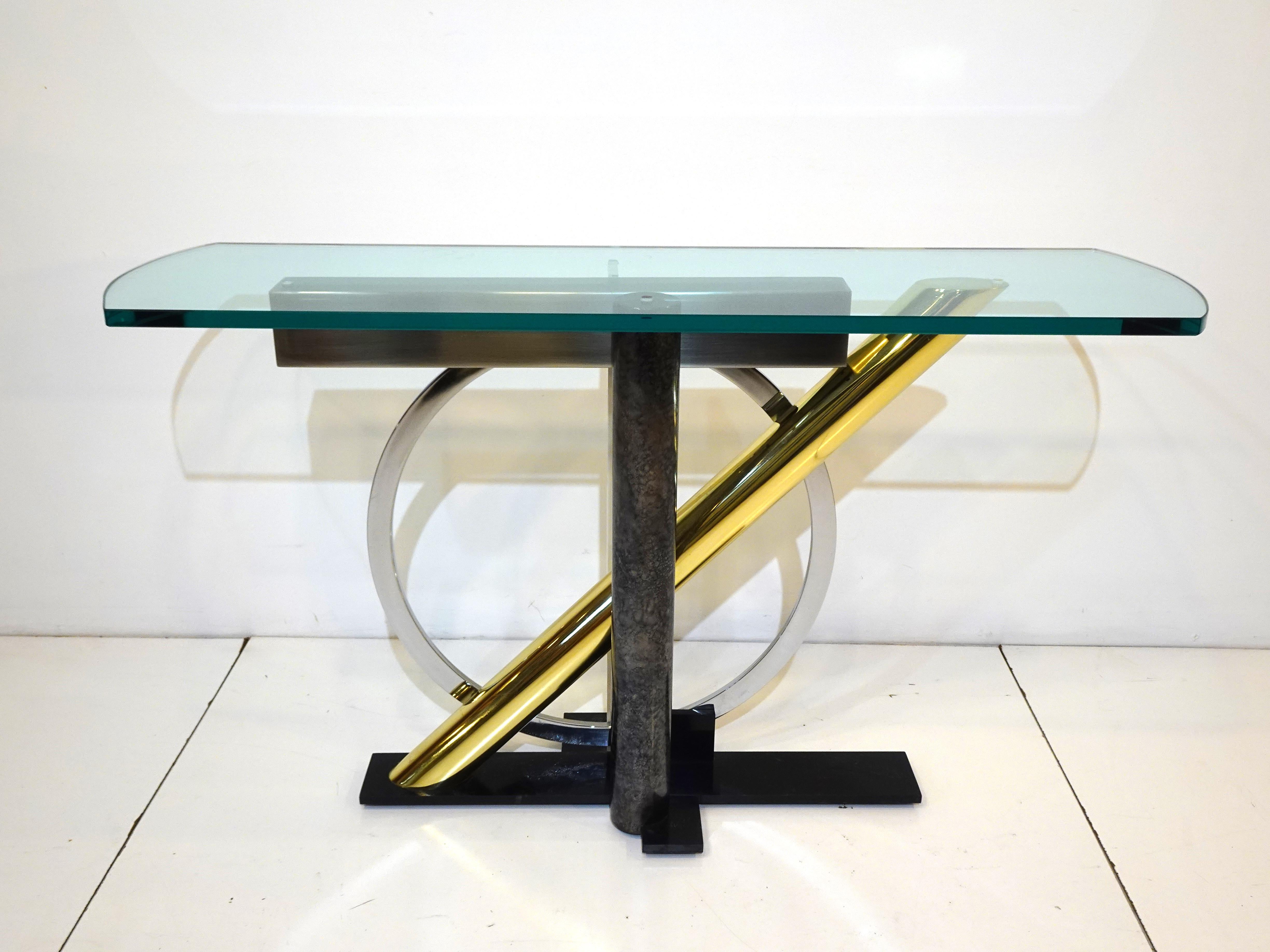 Kaizo Oto Mixed Metal / Glass Console Table for DIA For Sale 8
