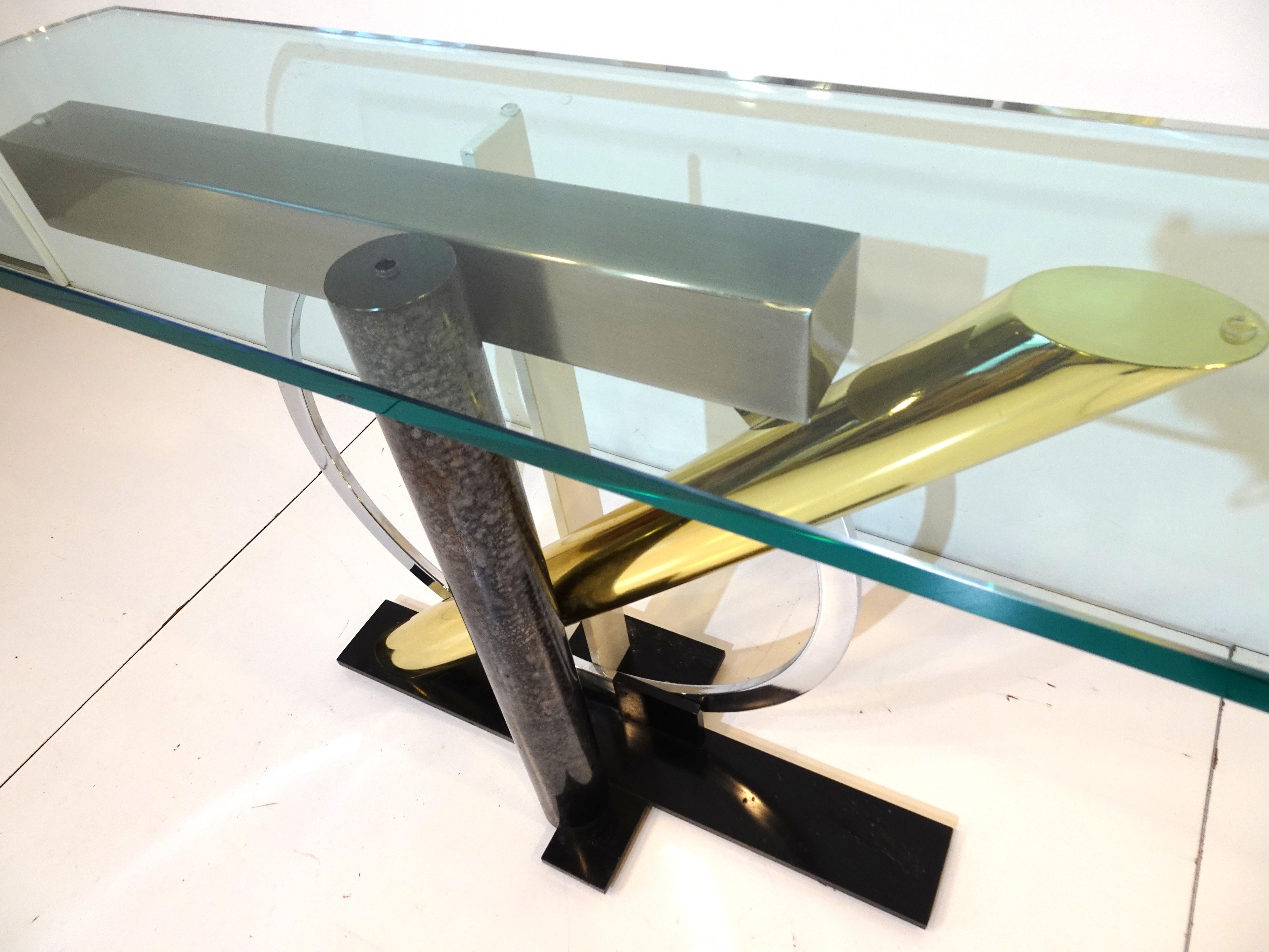 Kaizo Oto Mixed Metal / Glass Console Table for DIA For Sale 2