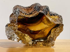 Vase en verre d'art Kaj Blomqvist, rcipient en verre de glace de studio scandinave moderniste