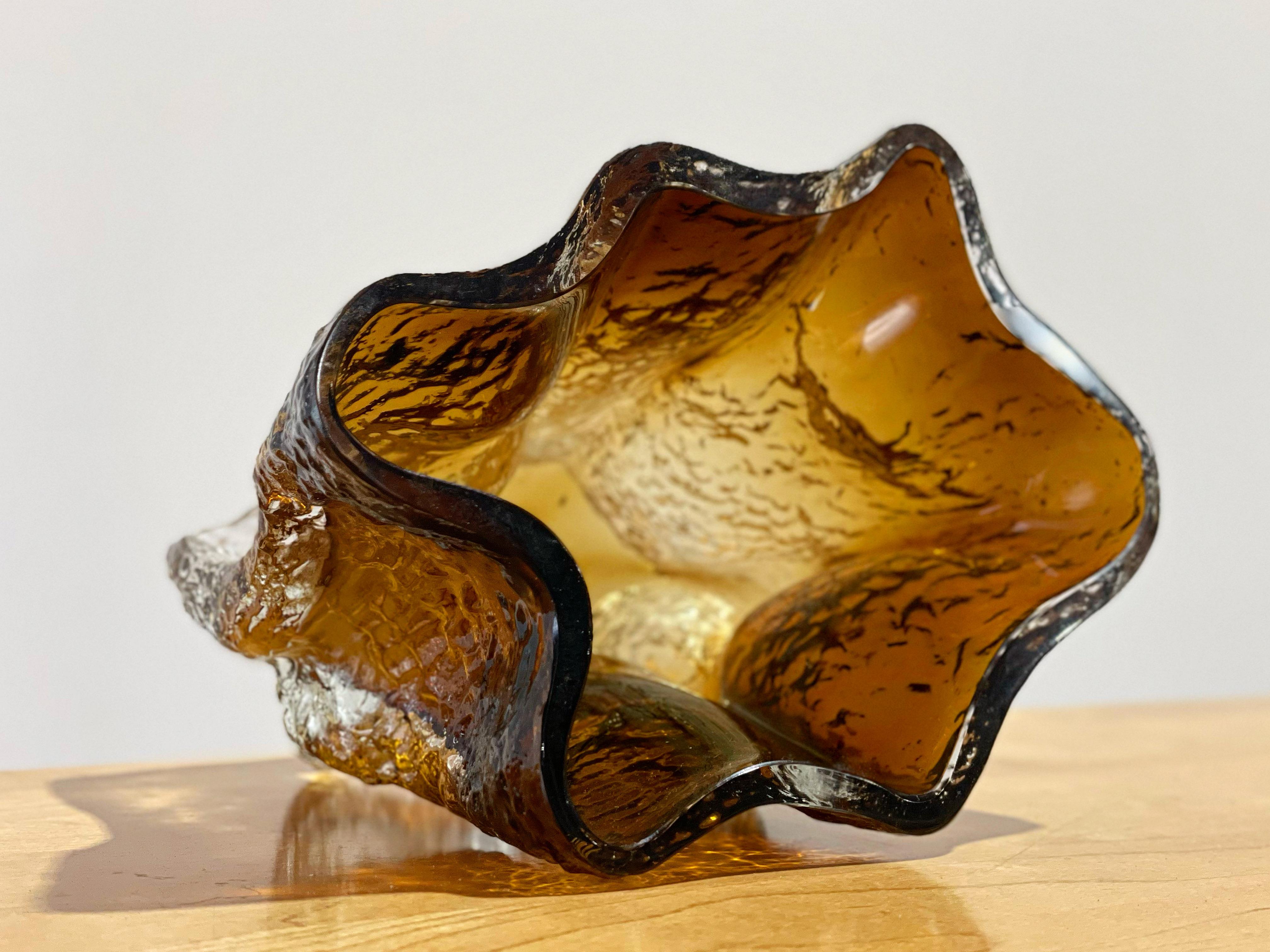 Finnish Kaj Blomqvist Art Glass Vase, Modernist Scandinavian Studio Ice Glass Vessel
