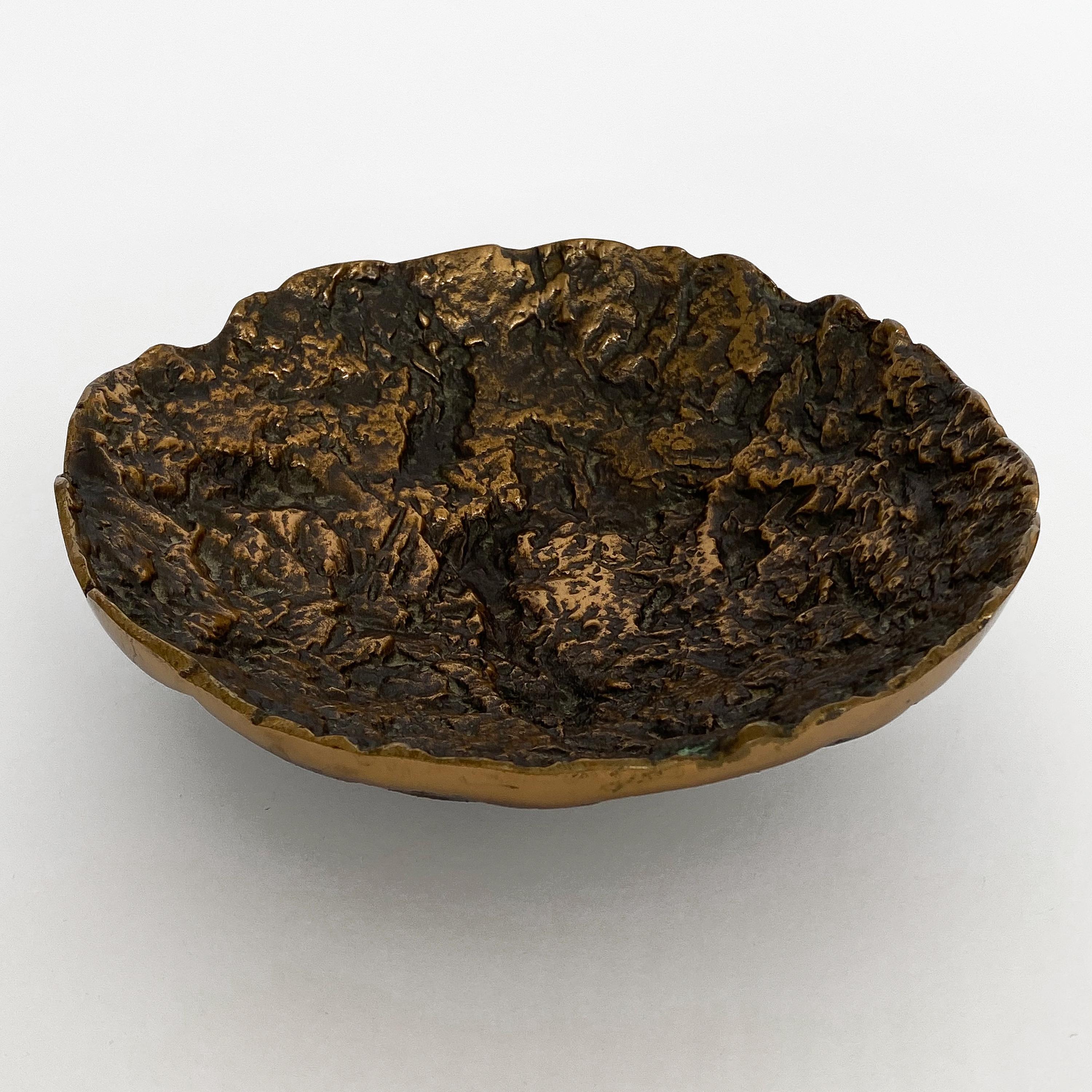 Finnish Kaj Blomqvist Brutalist Textured Bronze Bowl