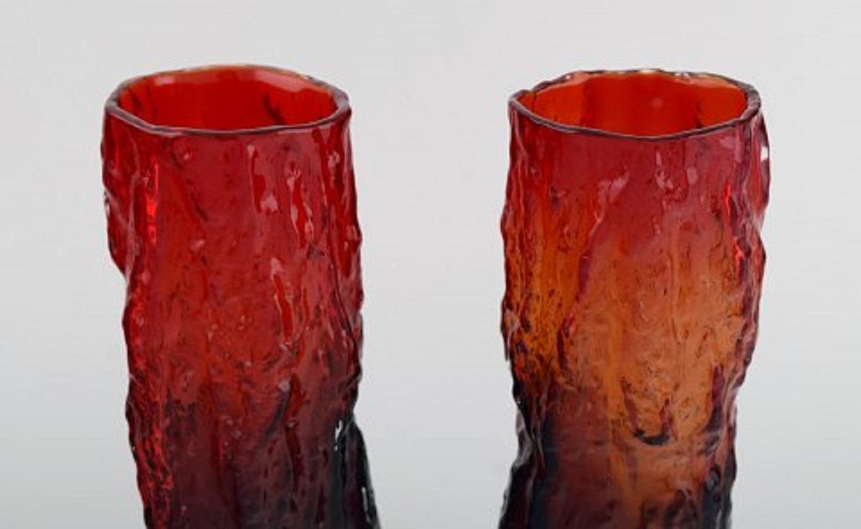 Kaj Blomqvist pour Kumela, cinq vases en verre d'art soufflé à la bouche, design finlandais, 1970 Excellent état - En vente à Copenhagen, DK