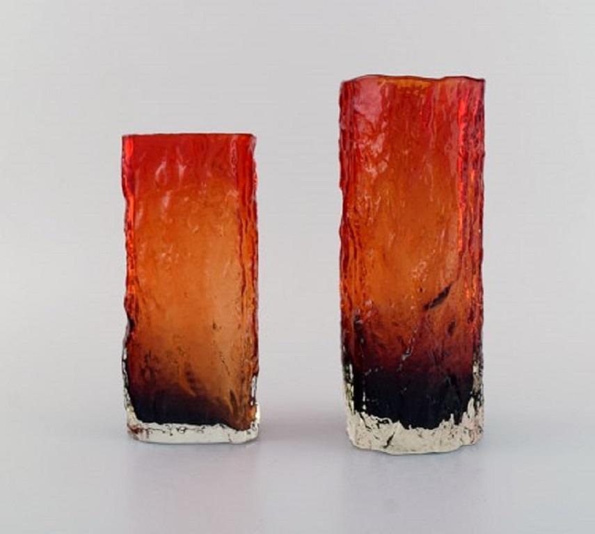 Verre d'art Kaj Blomqvist pour Kumela, cinq vases en verre d'art soufflé à la bouche, design finlandais, 1970 en vente