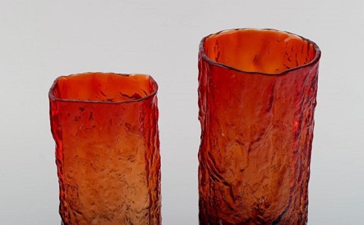 Kaj Blomqvist pour Kumela, cinq vases en verre d'art soufflé à la bouche, design finlandais, 1970 en vente 1