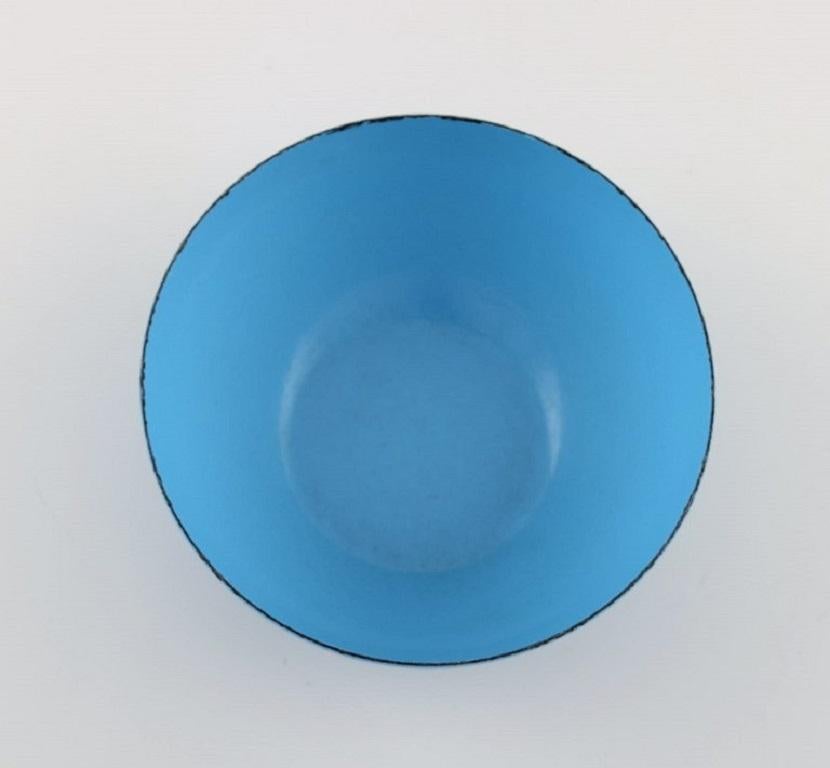 Scandinavian Modern Kaj Franck for Finel, Light Blue Bowl in Enamelled Metal