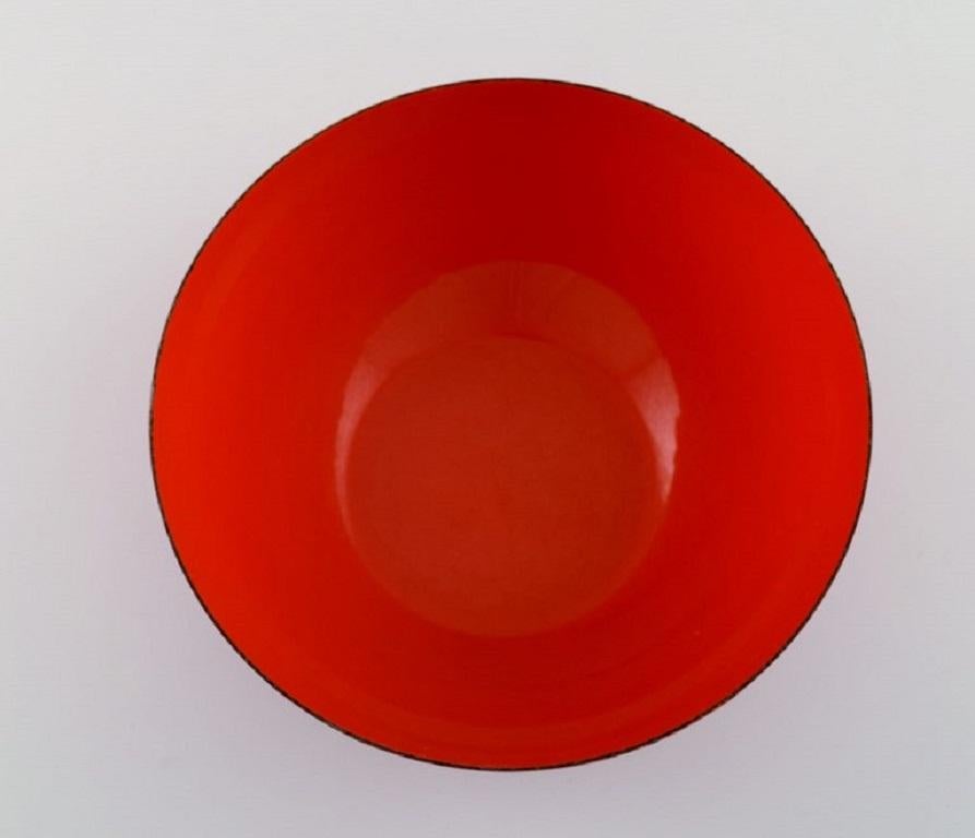 Scandinavian Modern Kaj Franck for Finel, Red Bowl in Enamelled Metal For Sale