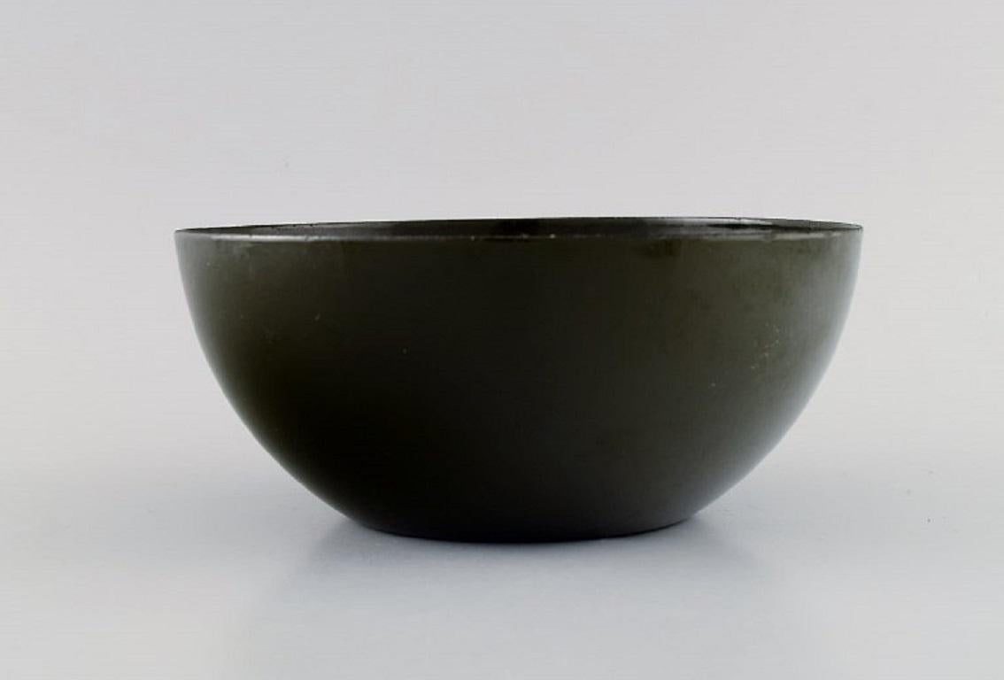 Finnish Kaj Franck for Finel, Two Dark Green Bowls in Enamelled Metal For Sale