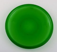 Kaj Franck '1911-1989' for Nuutajärvi, Six Luna Plates in Green Art Glass