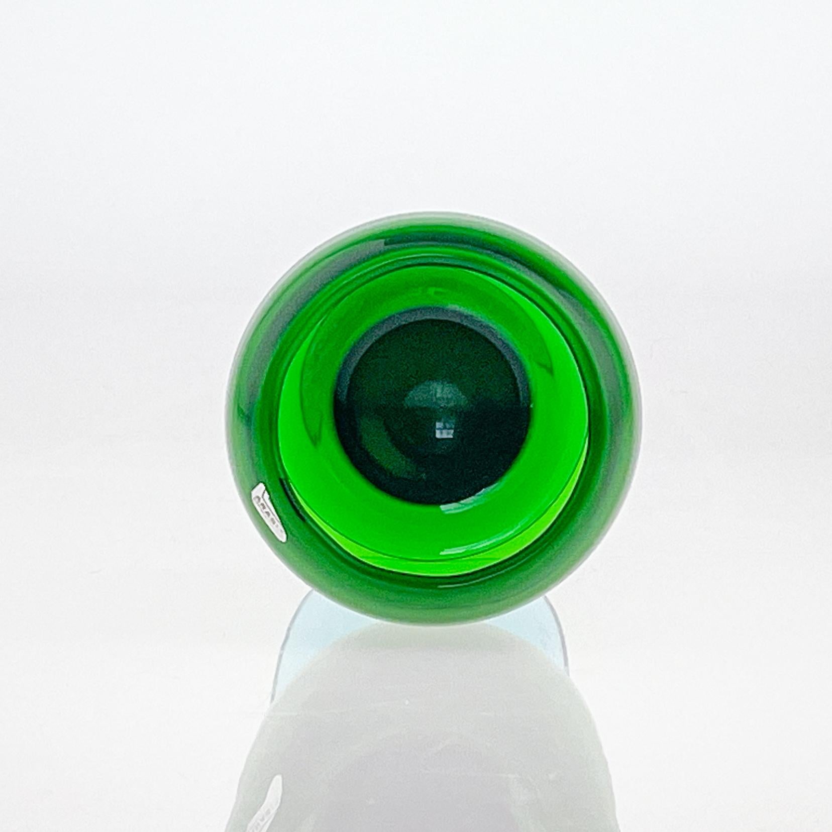 Scandinavian Modern Kaj Franck Glass Art-Object Trophy Handblown Green Blue  1