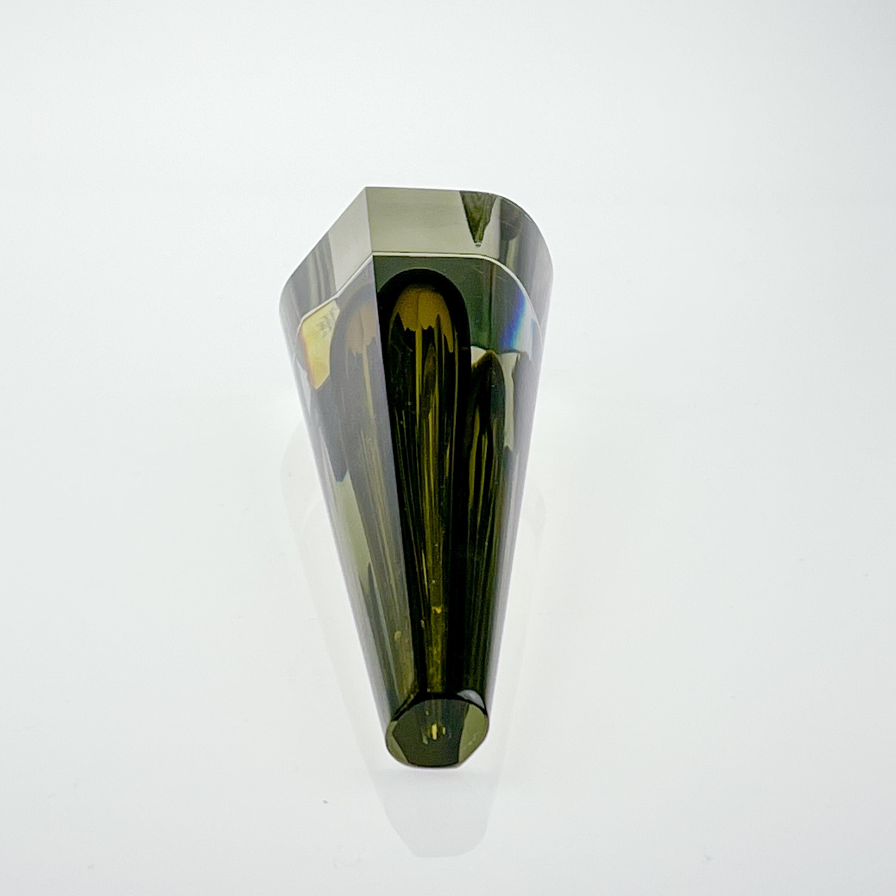 Mid Century Kaj Franck Clear Glass Artobject Obelisk Yellow Handblown Sculpture For Sale 4