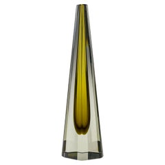 Mid Century Kaj Franck Clear Glass Artobject Obelisk Yellow Handblown Sculpture