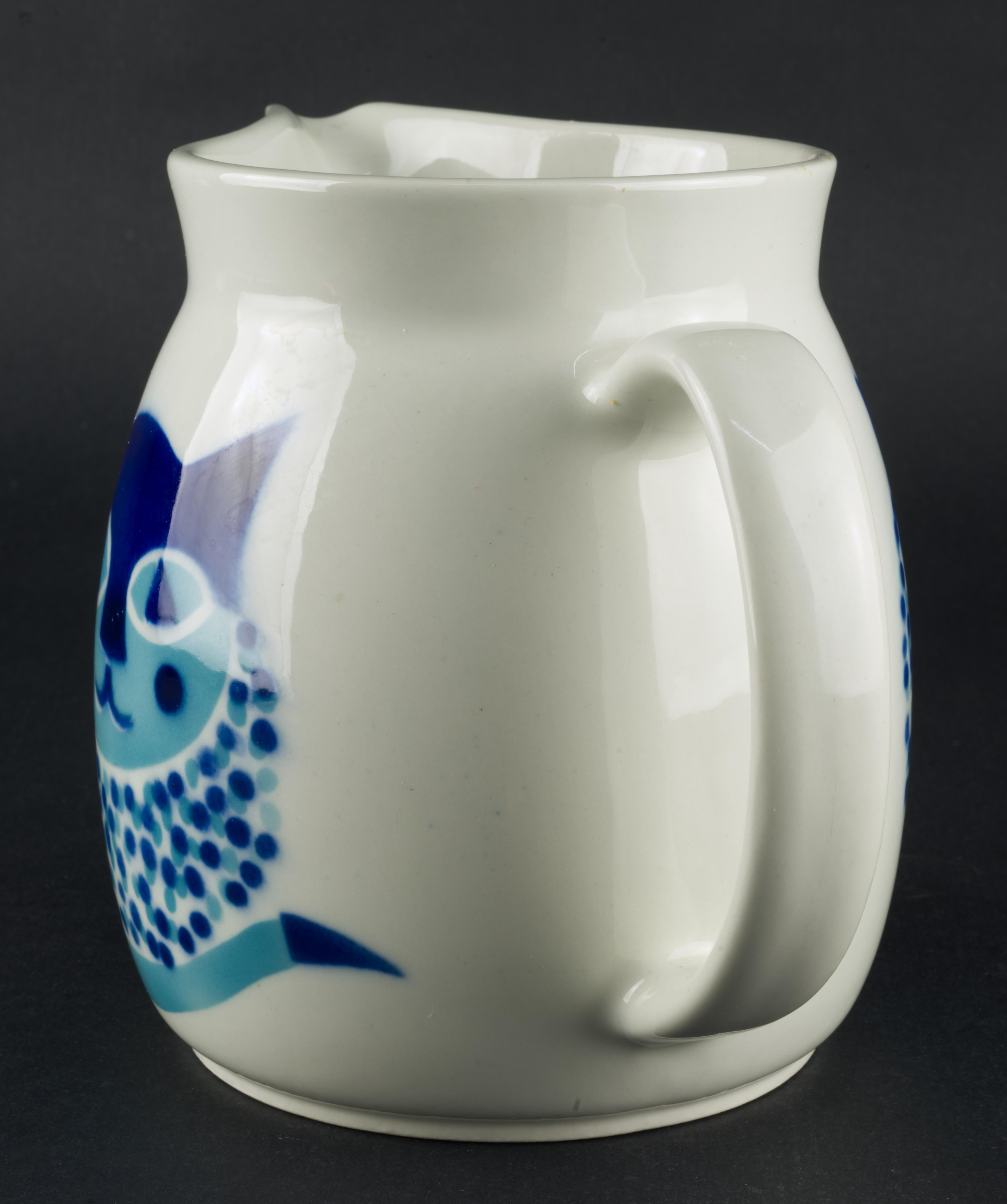 Mid-20th Century Kaj Franck Ceramic Kissa Cat Pitcher for Arabia Finland 1960s