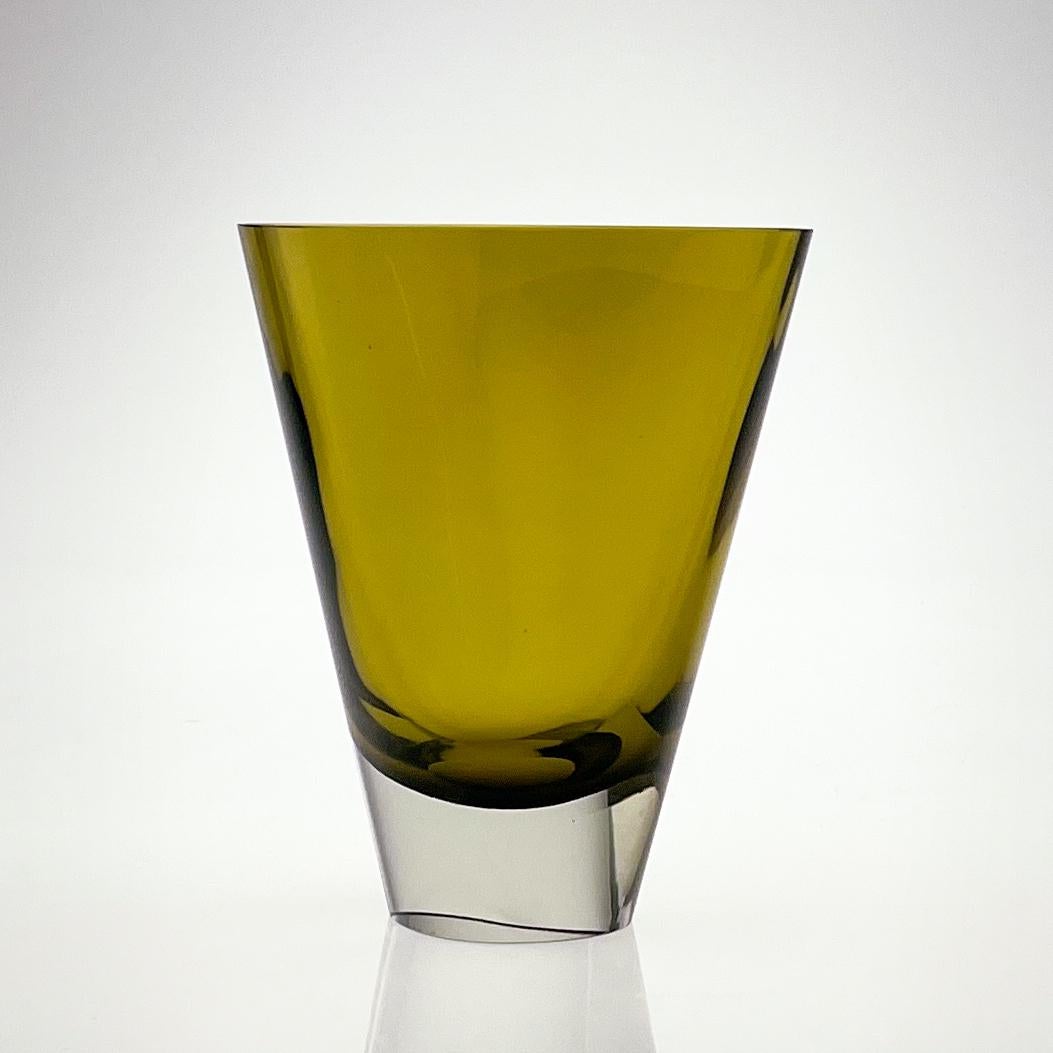 Glass Kaj Franck, Clear & yellow glass Art-Object, Model KF234, Nuutajärvi-Notsjö 1961