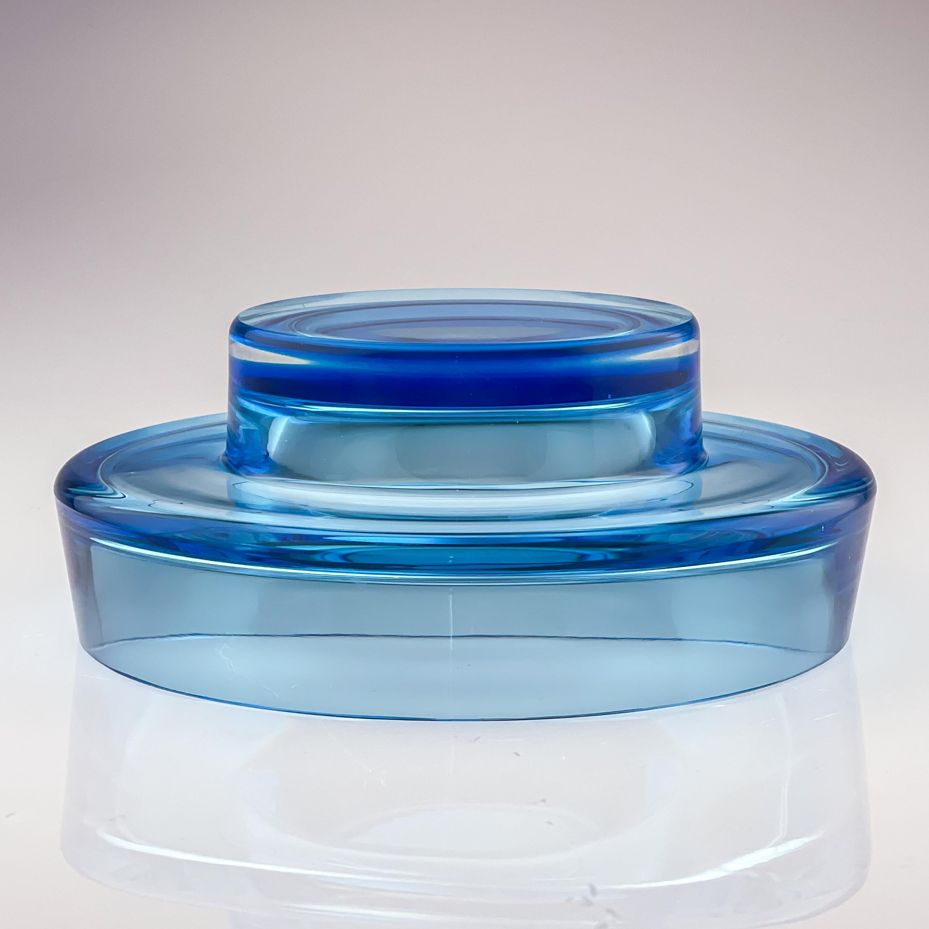Scandinavian Modern Kaj Franck Glass Art Bowl Handblown Lightblue circa 1965 3