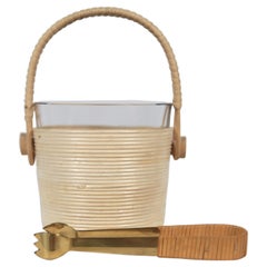 Kaj Franck, Ice Cube Cooler 
Ice Tong in Bamboo 
Rattan 
Glass, Finland, 1954