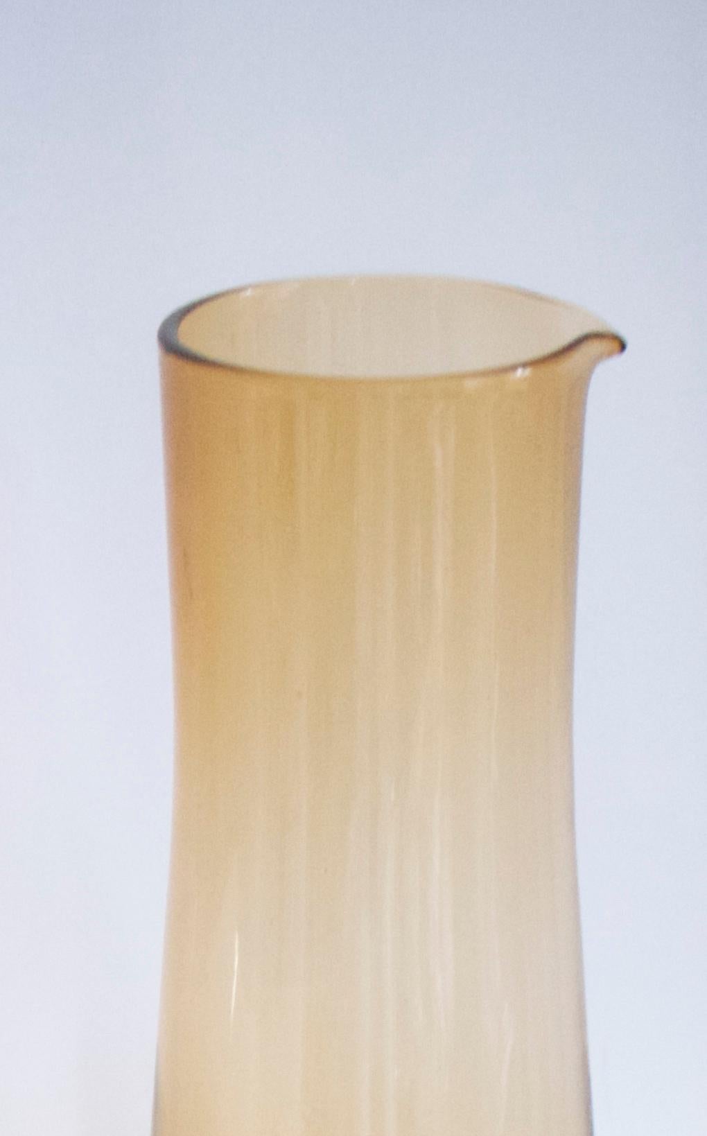 Kaj Franck 'Ittala, Nuutajarvi' Amber Midcentury Modern Water Jug, 1960s In Good Condition For Sale In Halstead, GB