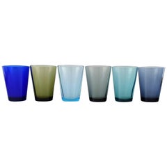 Vintage Kaj Franck Nuutajärvi Glass Works, Six Drinking Glasses