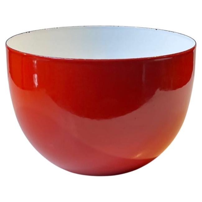 Kaj Franck Red & White Enamel Bowl for Arabia, 1960s