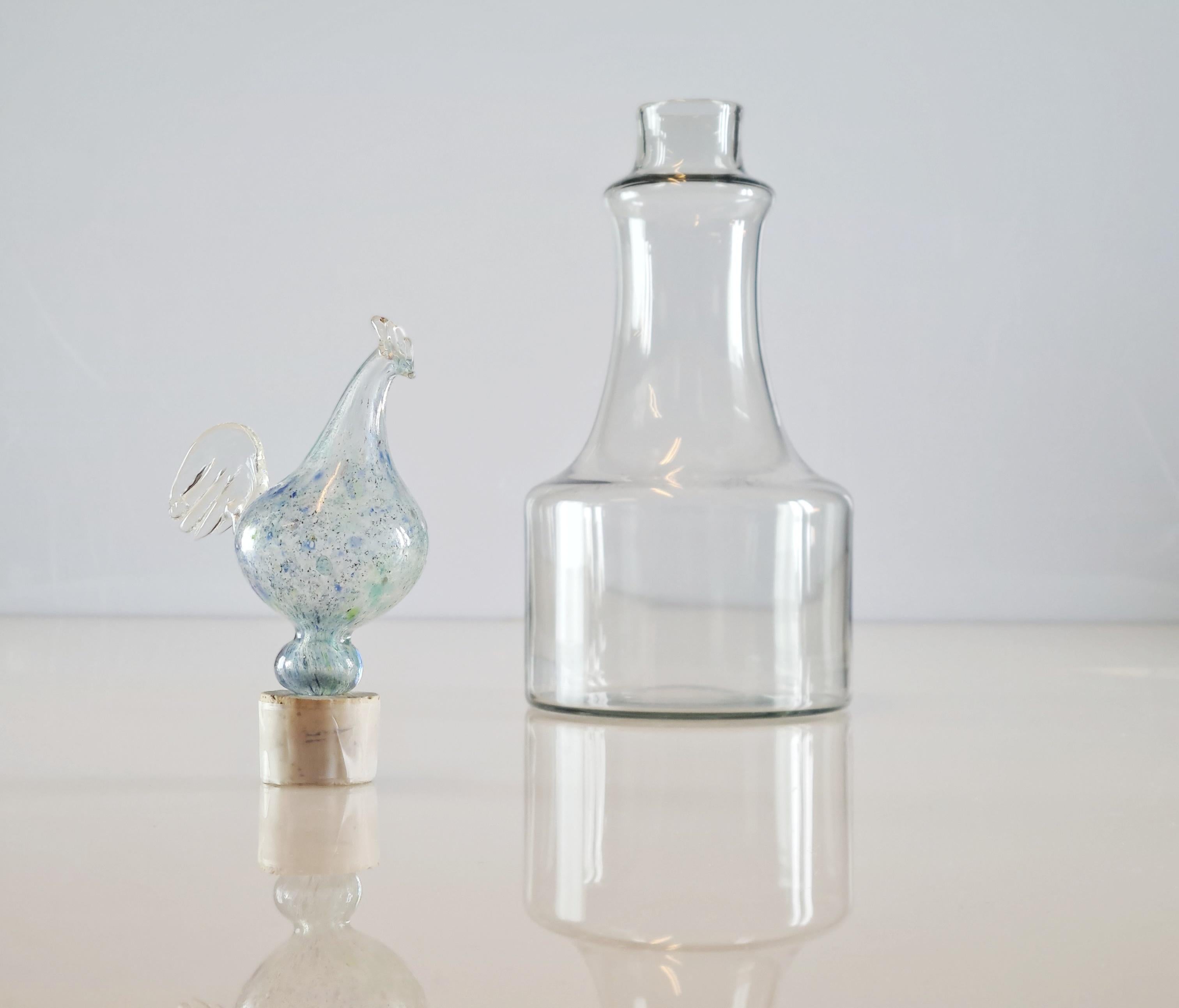 Glass Kaj Franck Rooster Bottle, Nuutajärvi 1960