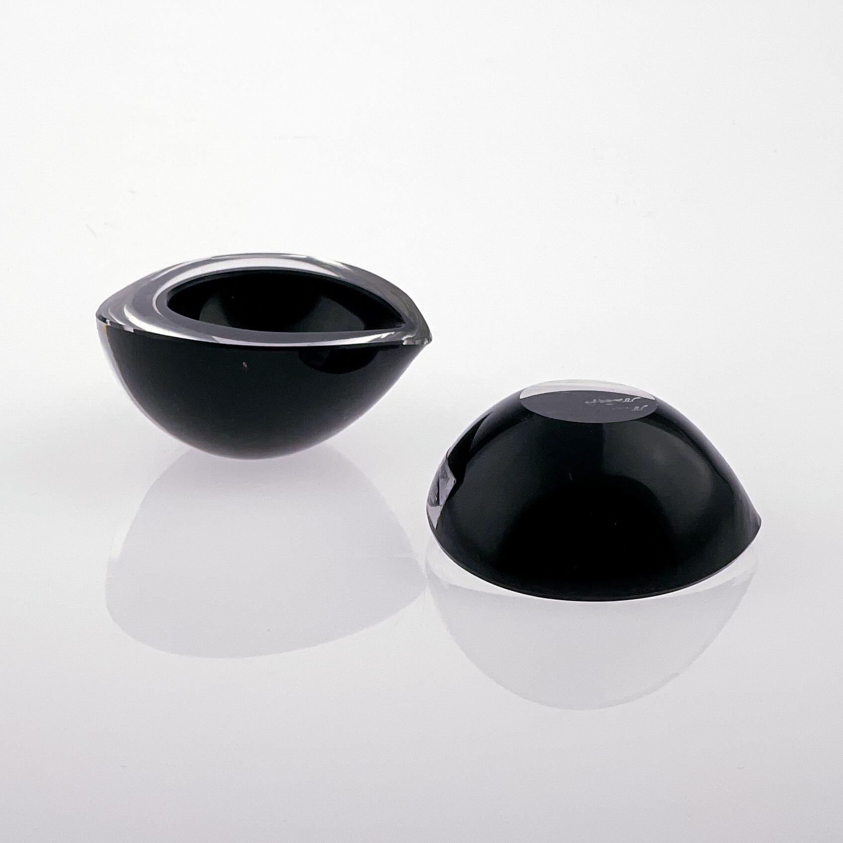 Scandinavian Modern Kaj Franck Two Glass Chestnut Art-Objects Black Handblown 3