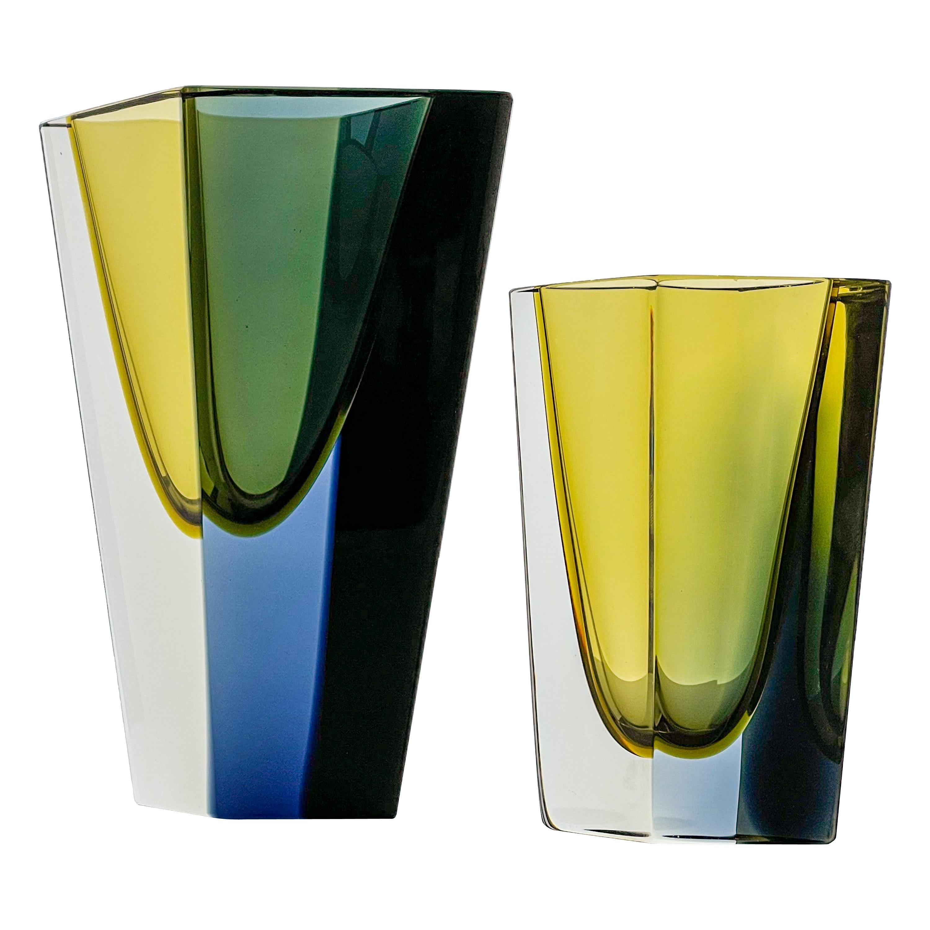 Kaj Franck, Two Glass Art-Objects "Prisma", Model KF 215, NuutajärviNotsjö, 1963