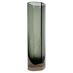 Kaj Franck Vase Crystal Glass Nuutajärvi Finland Olive Green 1960s