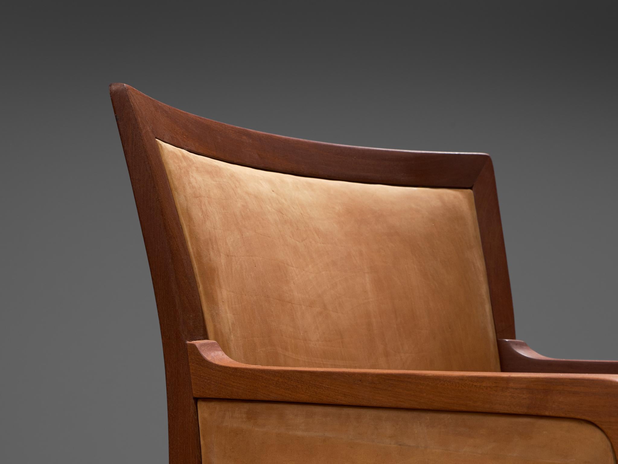 Danois Kaj Gottlob paire de fauteuils en acajou et cuir pour Rud Rasmussen en vente