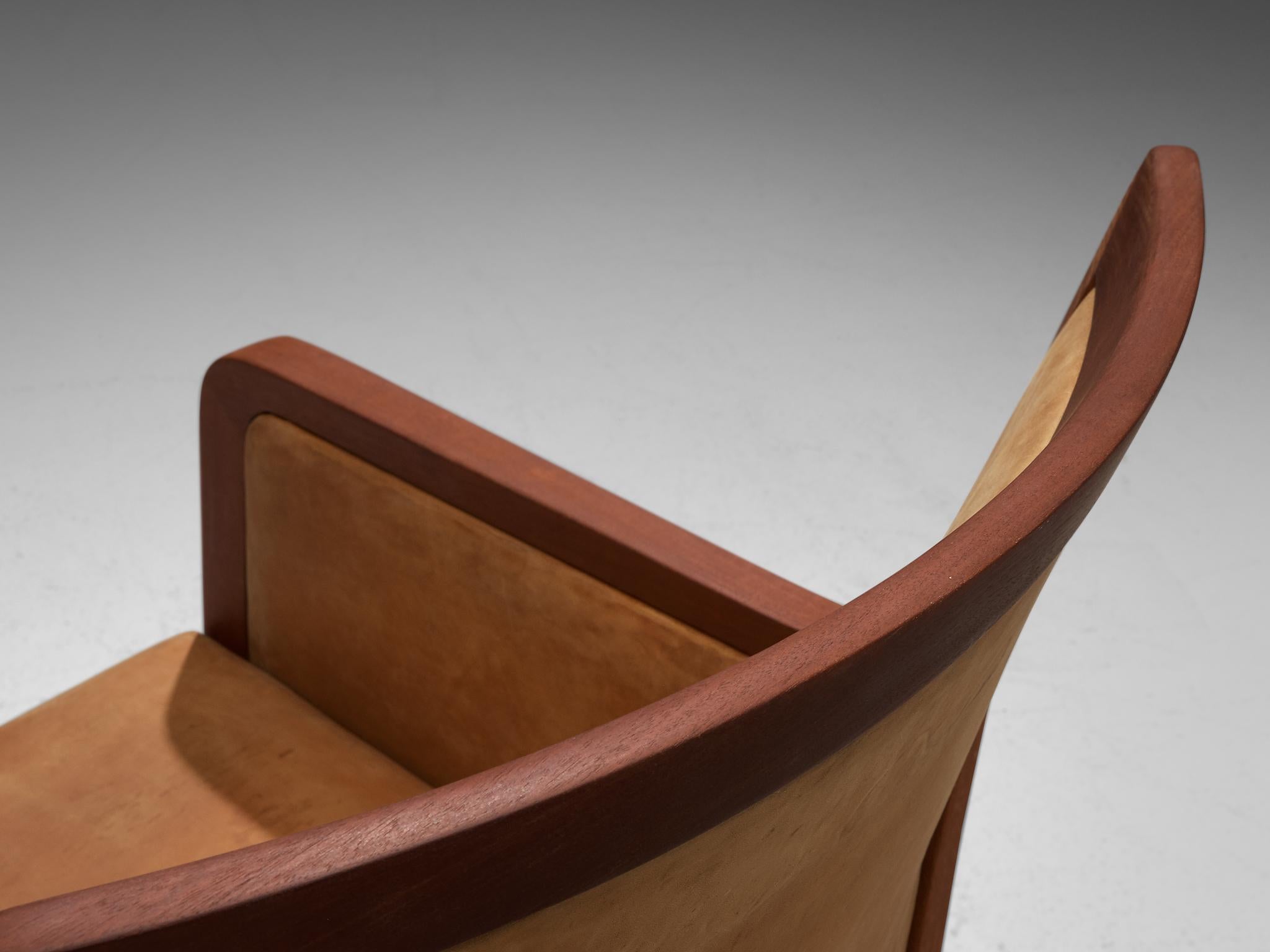 Milieu du XXe siècle Kaj Gottlob paire de fauteuils en acajou et cuir pour Rud Rasmussen en vente