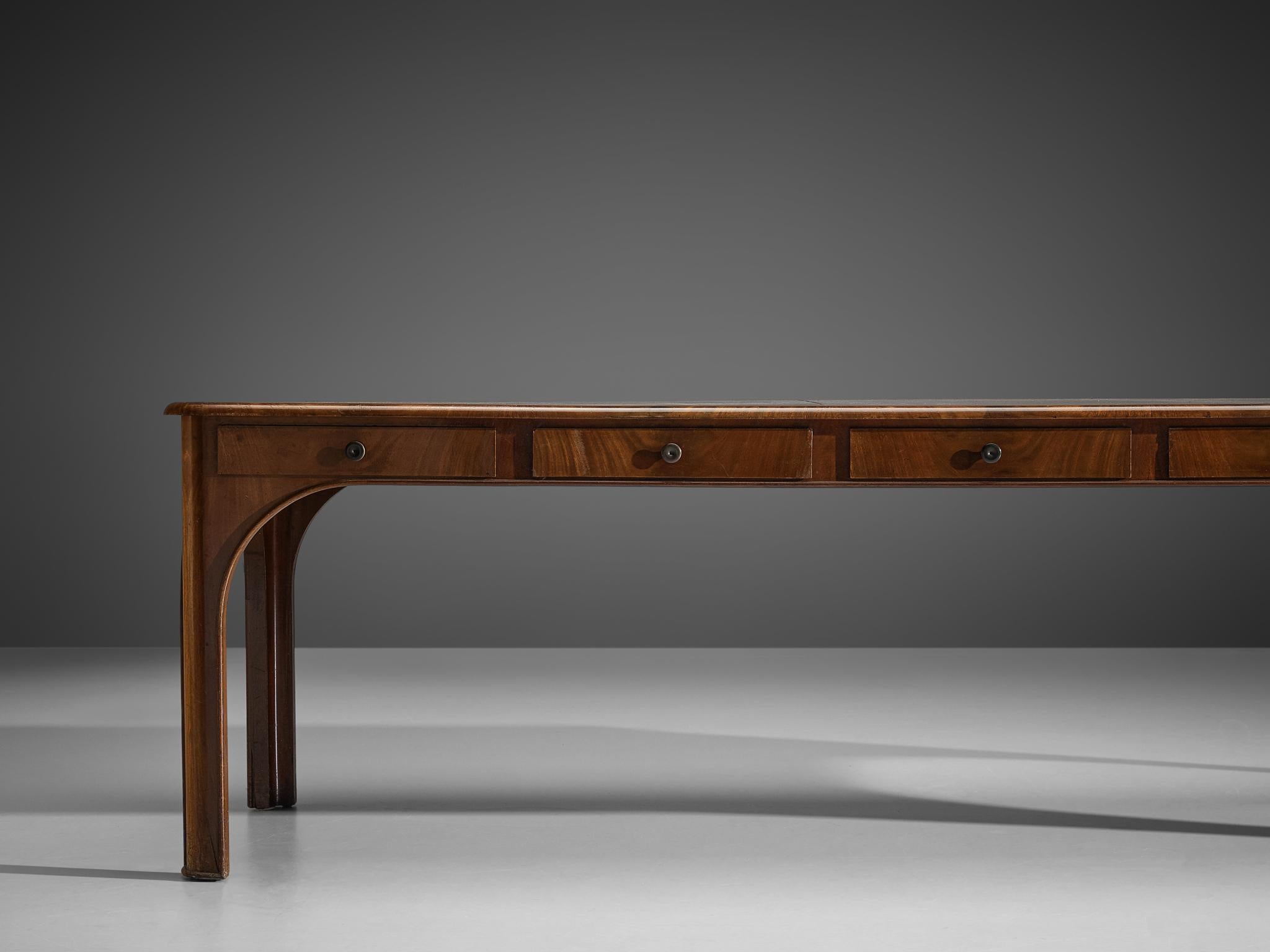 Kaj Gottlob Long Dining Table with Drawers in Caucasian Nutwood, 1920s 4