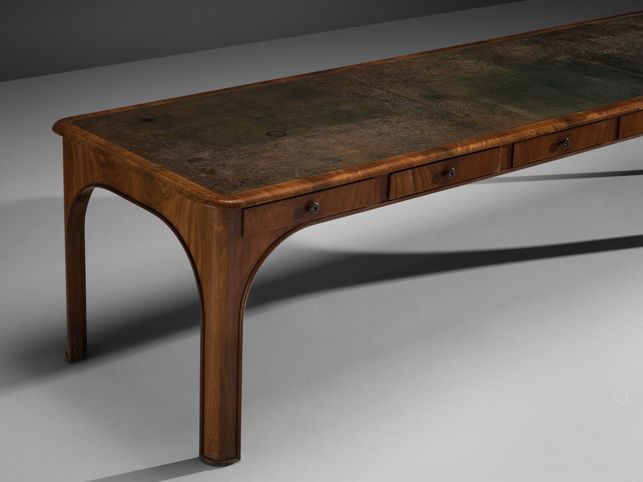 Kaj Gottlob Long Dining Table with Drawers in Caucasian Nutwood, 1920s 2