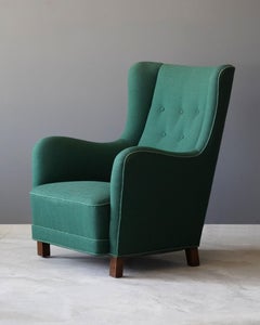 Kaj Gottlob:: Chaise longue rare:: orme & Tissu:: A.J. Iversen:: Danemark:: 1935