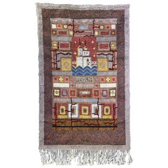 „Kajaani Schloss“, bedeutender Ryijy-Teppich im Art déco-Stil mit Wappen von Pia Katerma, Pia Katerma