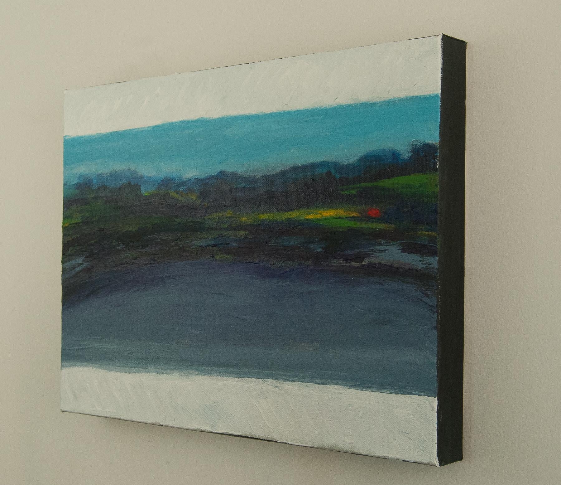 In the Quiet Distance, Abstract Painting - Gray Landscape Painting by Kajal Zaveri